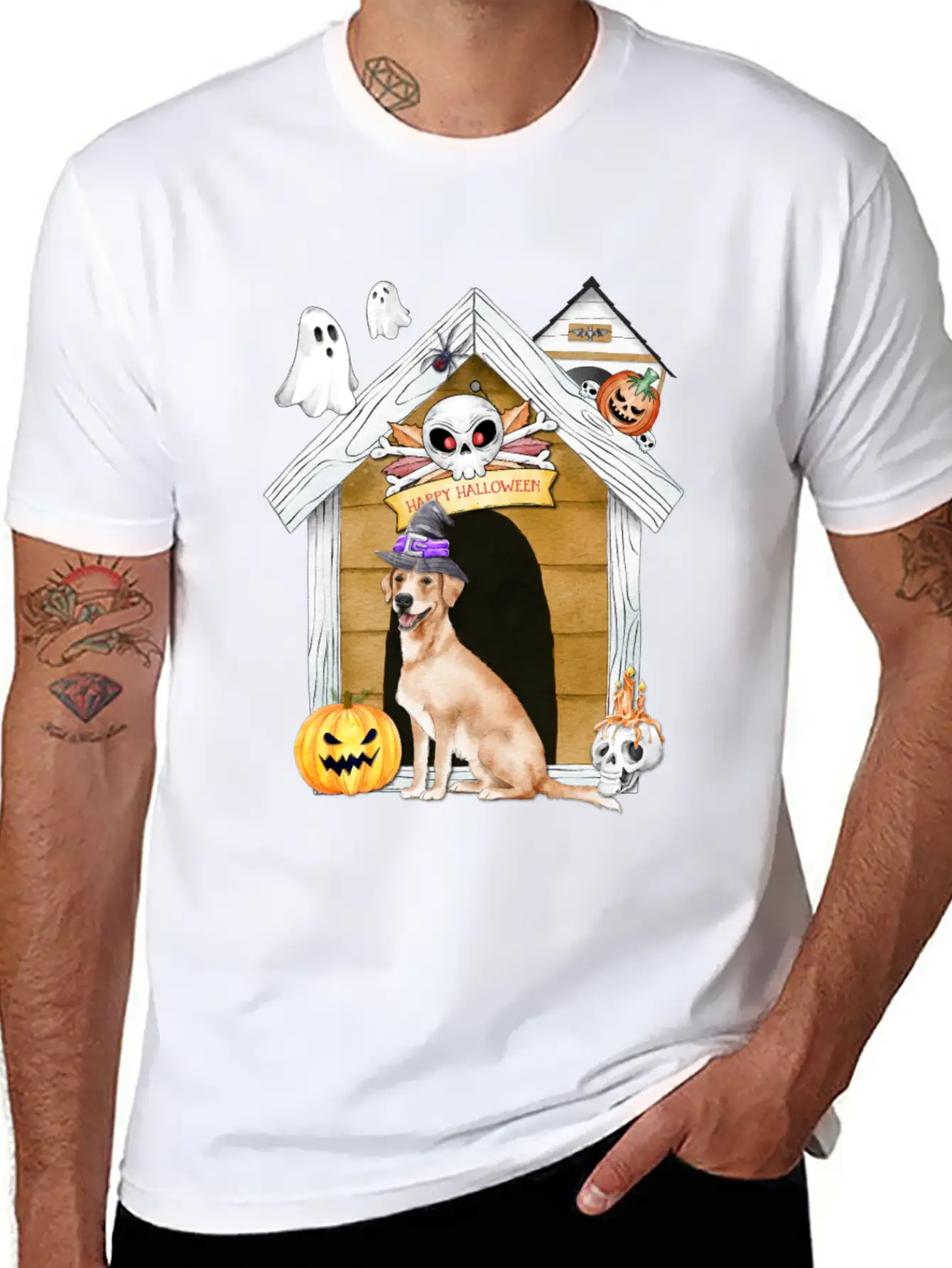 Halloween Labrador Retriever Dog Witch Unisex Casual T-Shirt – Clean Design For Daily Comfort