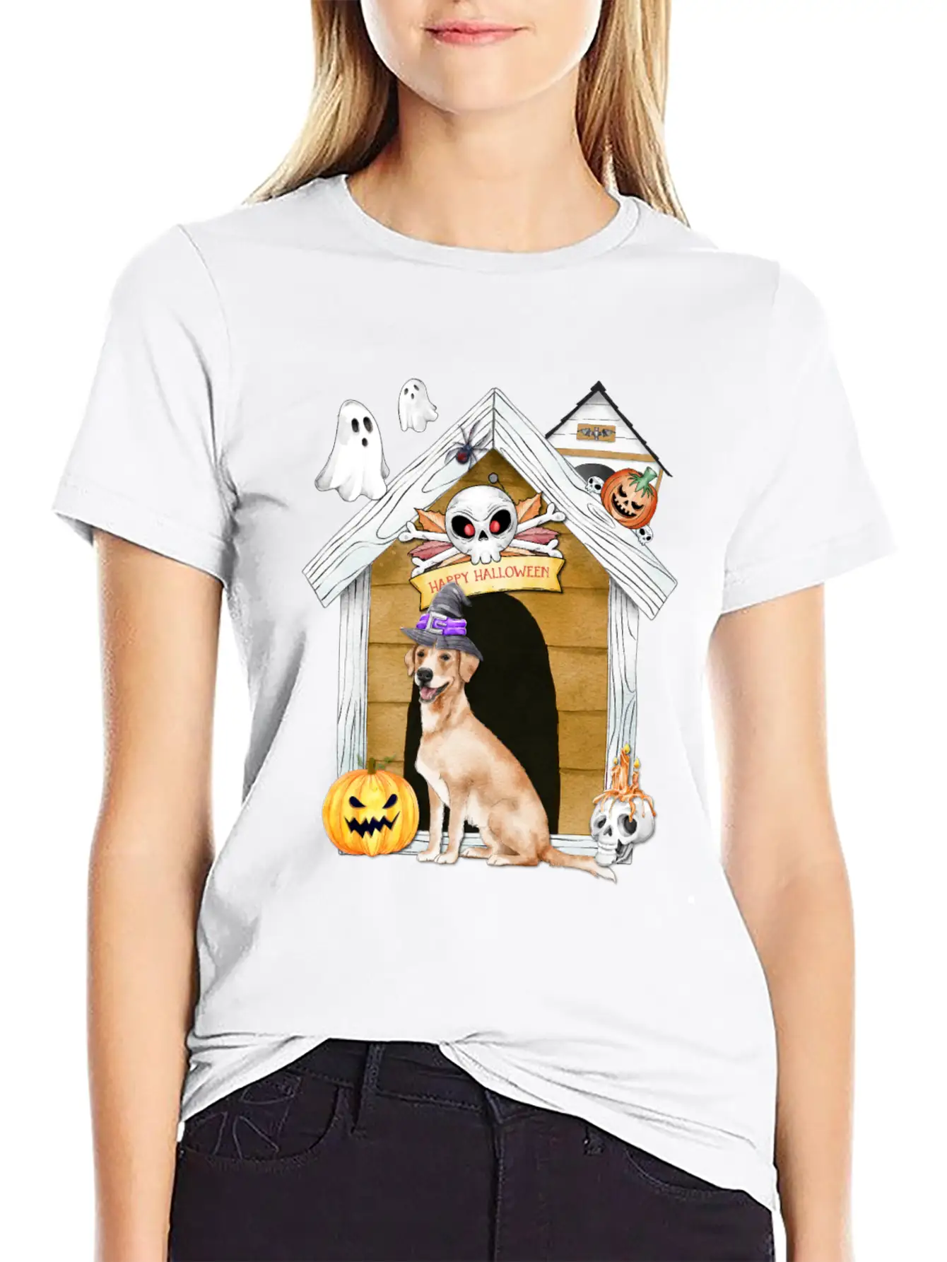 Halloween Labrador Retriever Dog Witch Unisex Casual T-Shirt – Clean Design For Daily Comfort