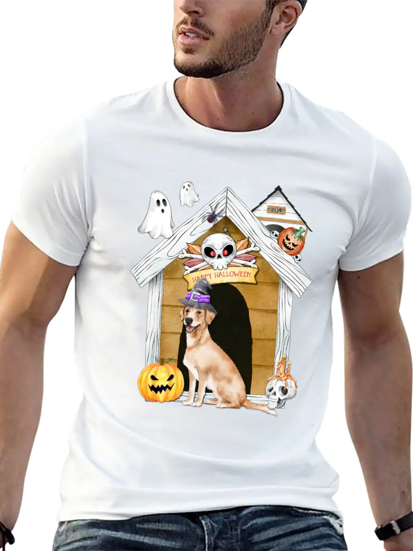 Halloween Labrador Retriever Dog Witch Unisex Casual T-Shirt – Clean Design For Daily Comfort