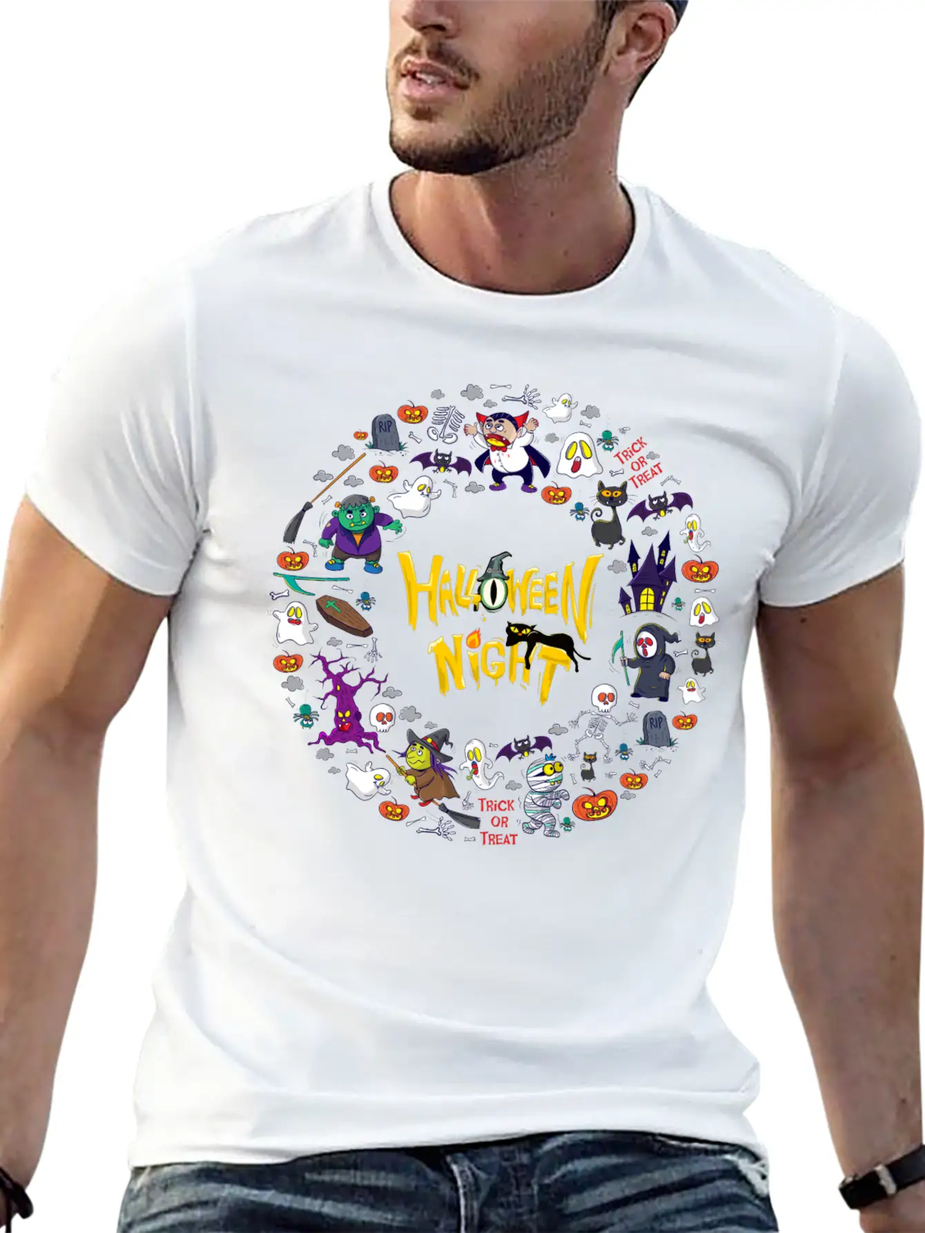 Halloween Night Stylish Everyday T-Shirt – Unisex Basic Cotton Tee