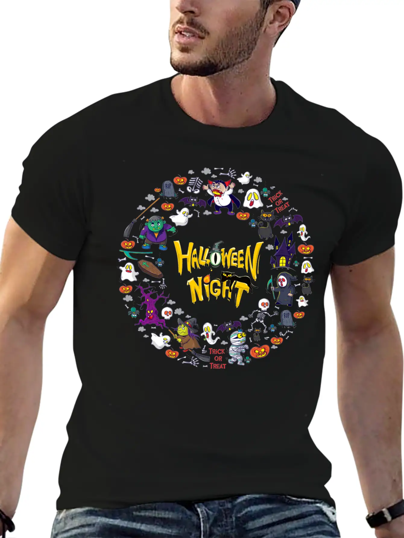 Halloween Night Stylish Everyday T-Shirt – Unisex Basic Cotton Tee