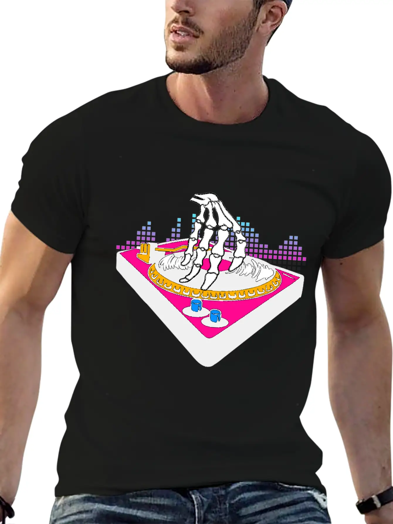 Halloween Party Skeleton Hands Disk Party Basic Graphic T-Shirt – Daily Comfort In Soft Cotton