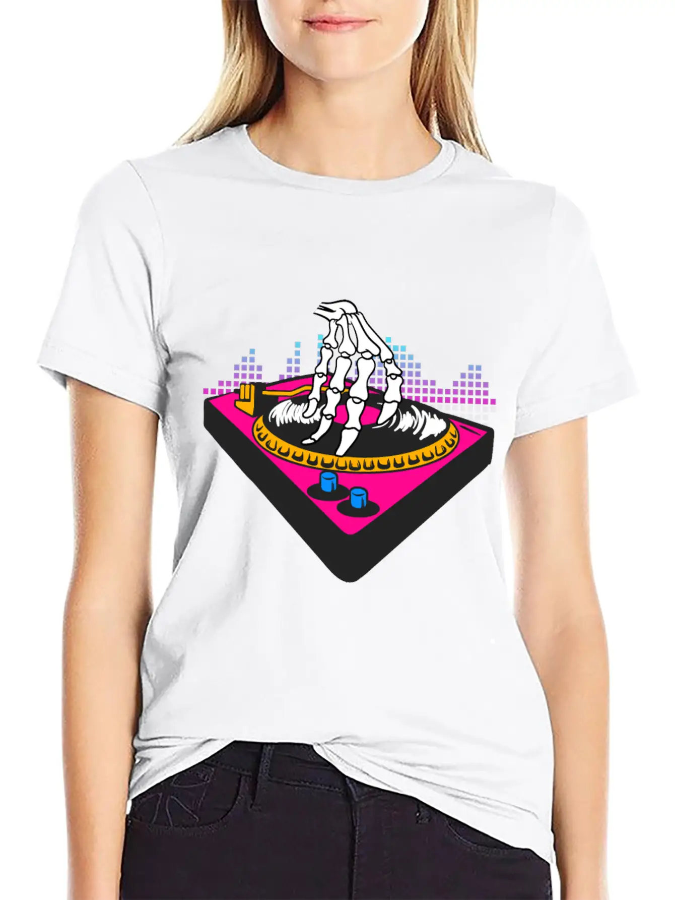 Halloween Party Skeleton Hands Disk Party Basic Graphic T-Shirt – Daily Comfort In Soft Cotton