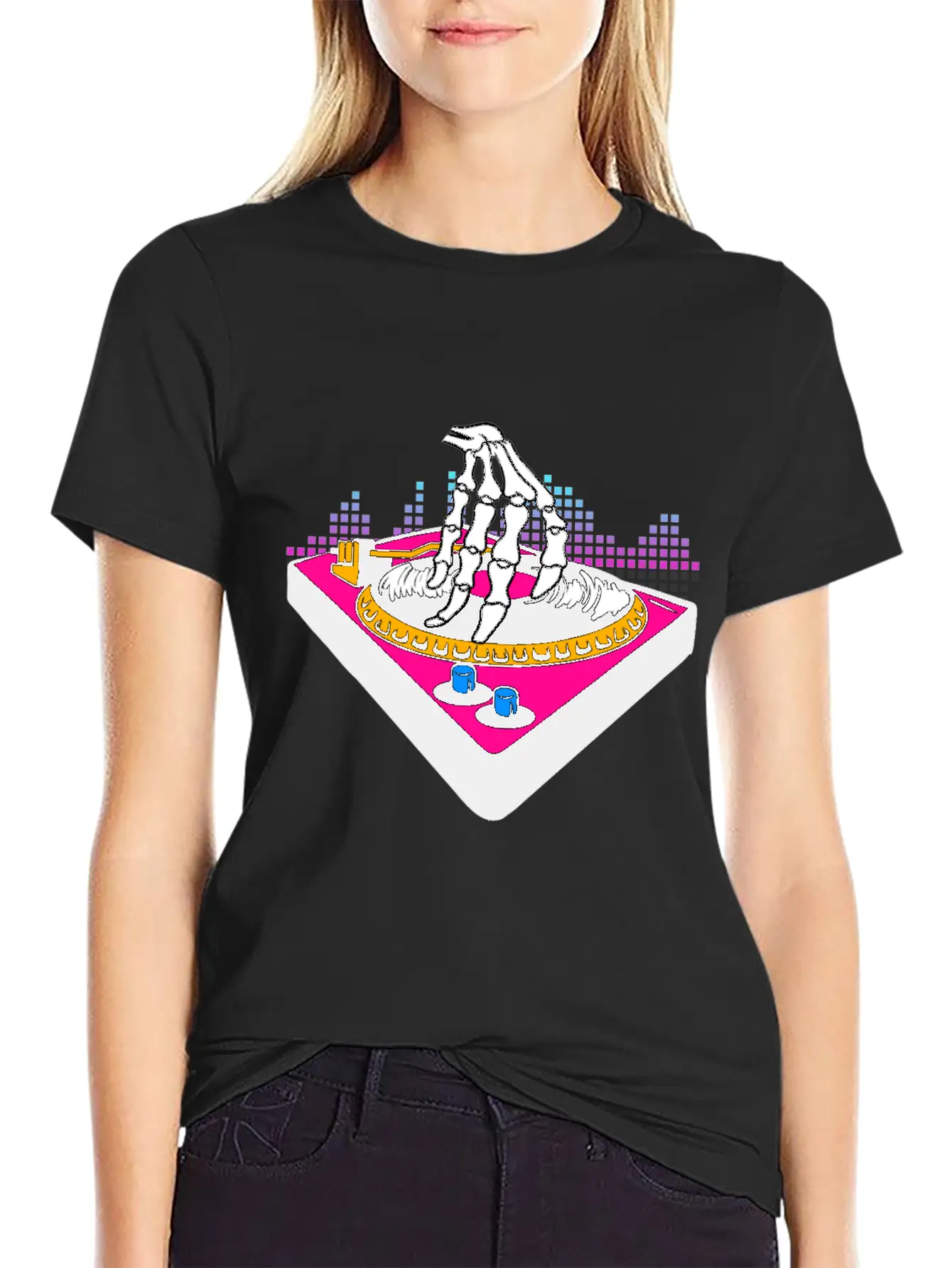 Halloween Party Skeleton Hands Disk Party Basic Graphic T-Shirt – Daily Comfort In Soft Cotton