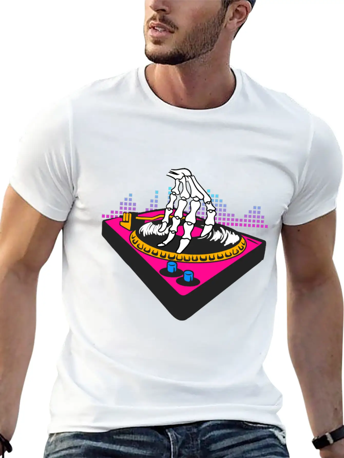 Halloween Party Skeleton Hands Disk Party Basic Graphic T-Shirt – Daily Comfort In Soft Cotton