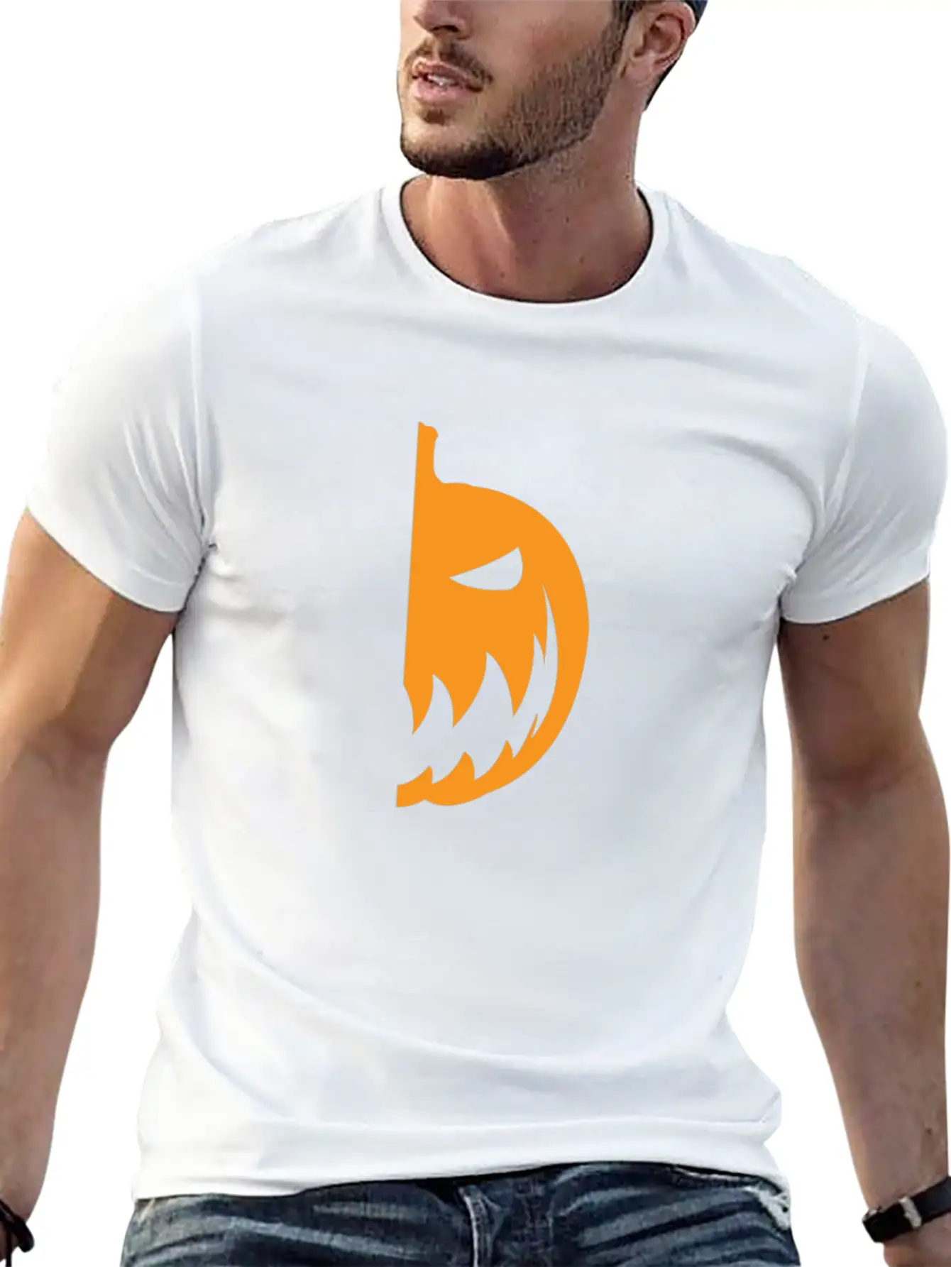 Halloween Pumpkin Half Smile Funny Matching Part 1 Basic Graphic T-Shirt – Daily Comfort In Soft Cotton