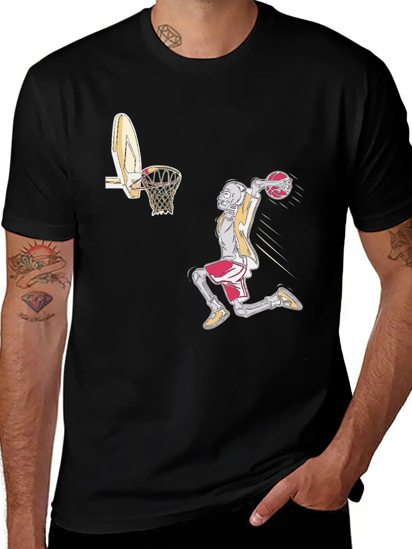 Halloween Skeleton Basketball Player Costume Skull Unisex Short Sleeve Soft Cotton T-Shirt – Casual Everyday Wear