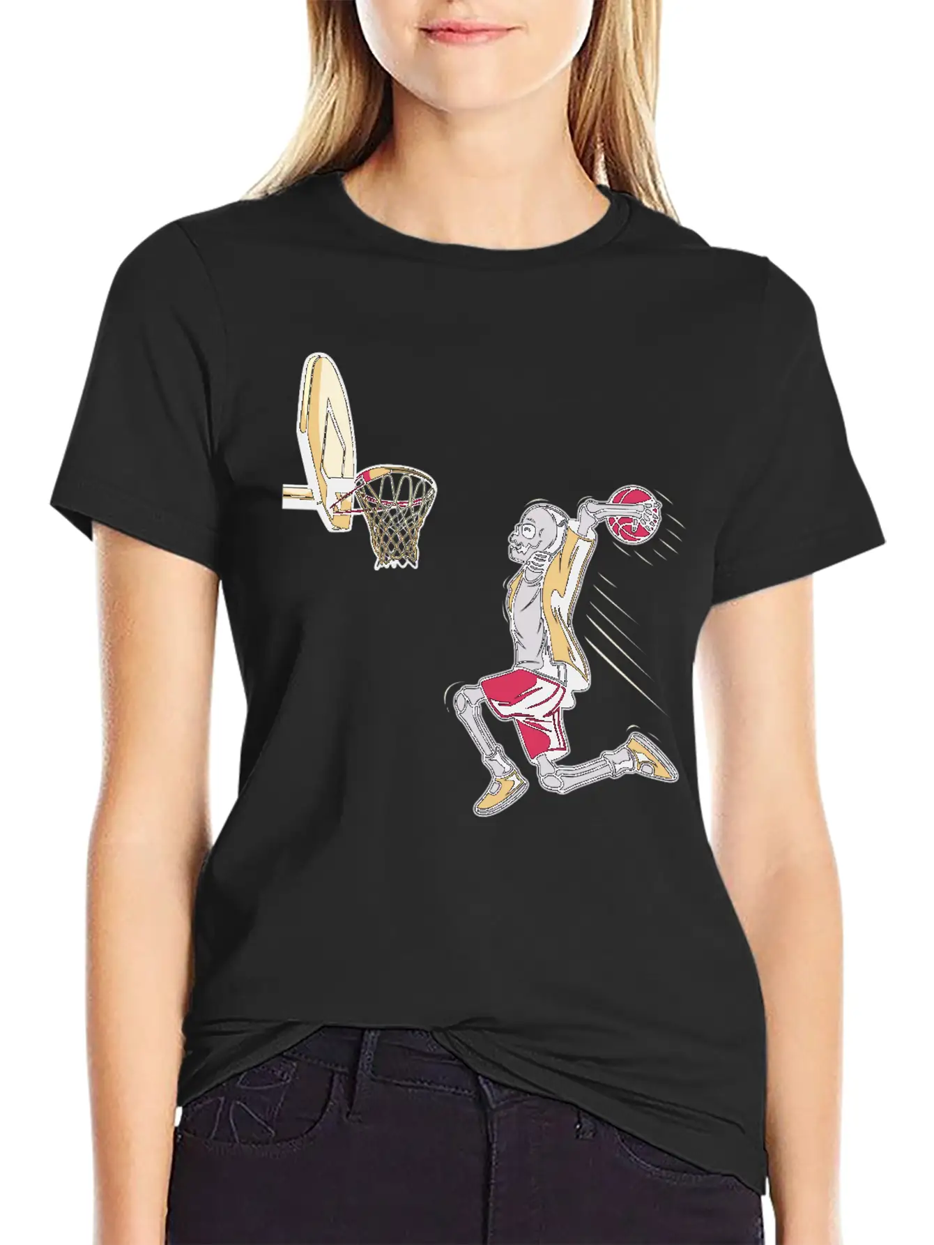 Halloween Skeleton Basketball Player Costume Skull Unisex Short Sleeve Soft Cotton T-Shirt – Casual Everyday Wear