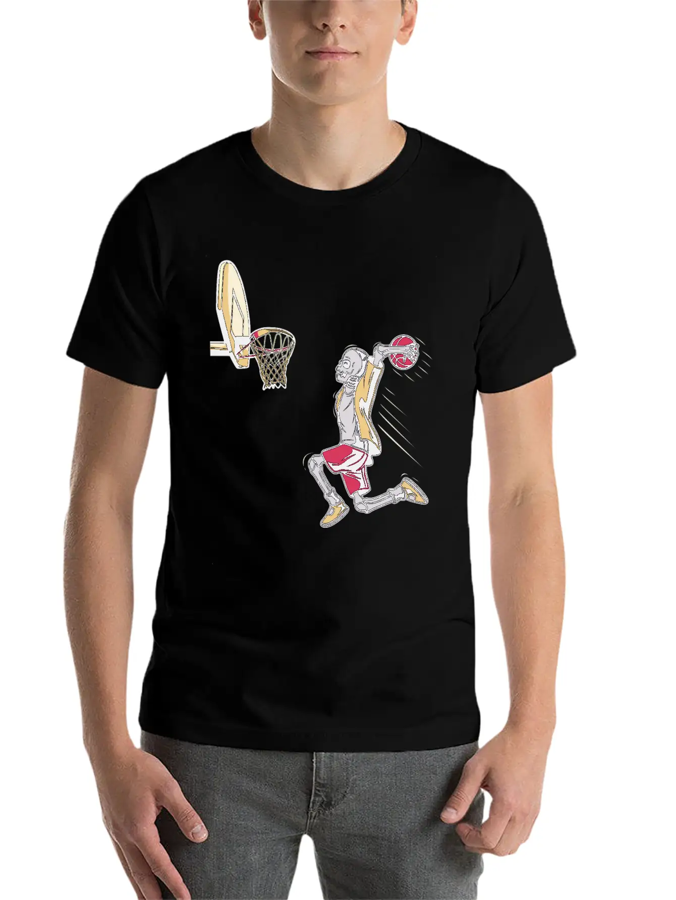 Halloween Skeleton Basketball Player Costume Skull Unisex Short Sleeve Soft Cotton T-Shirt – Casual Everyday Wear