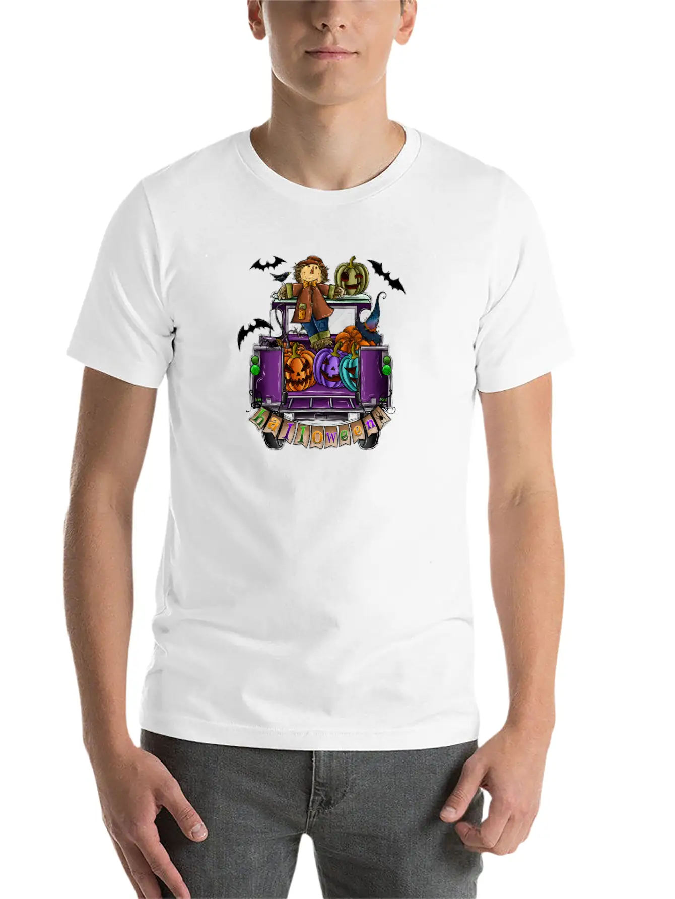 Halloween Truck Basic Graphic T-Shirt – Daily Comfort In Soft Cotton