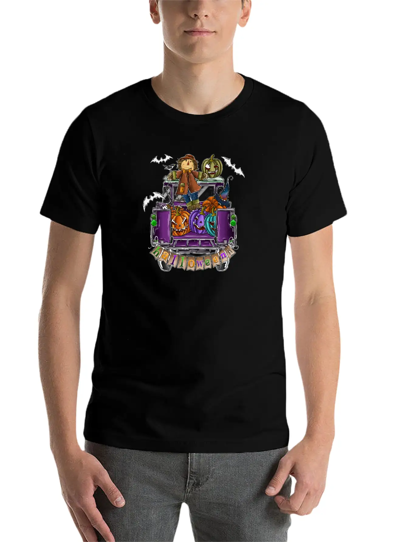 Halloween Truck Basic Graphic T-Shirt – Daily Comfort In Soft Cotton