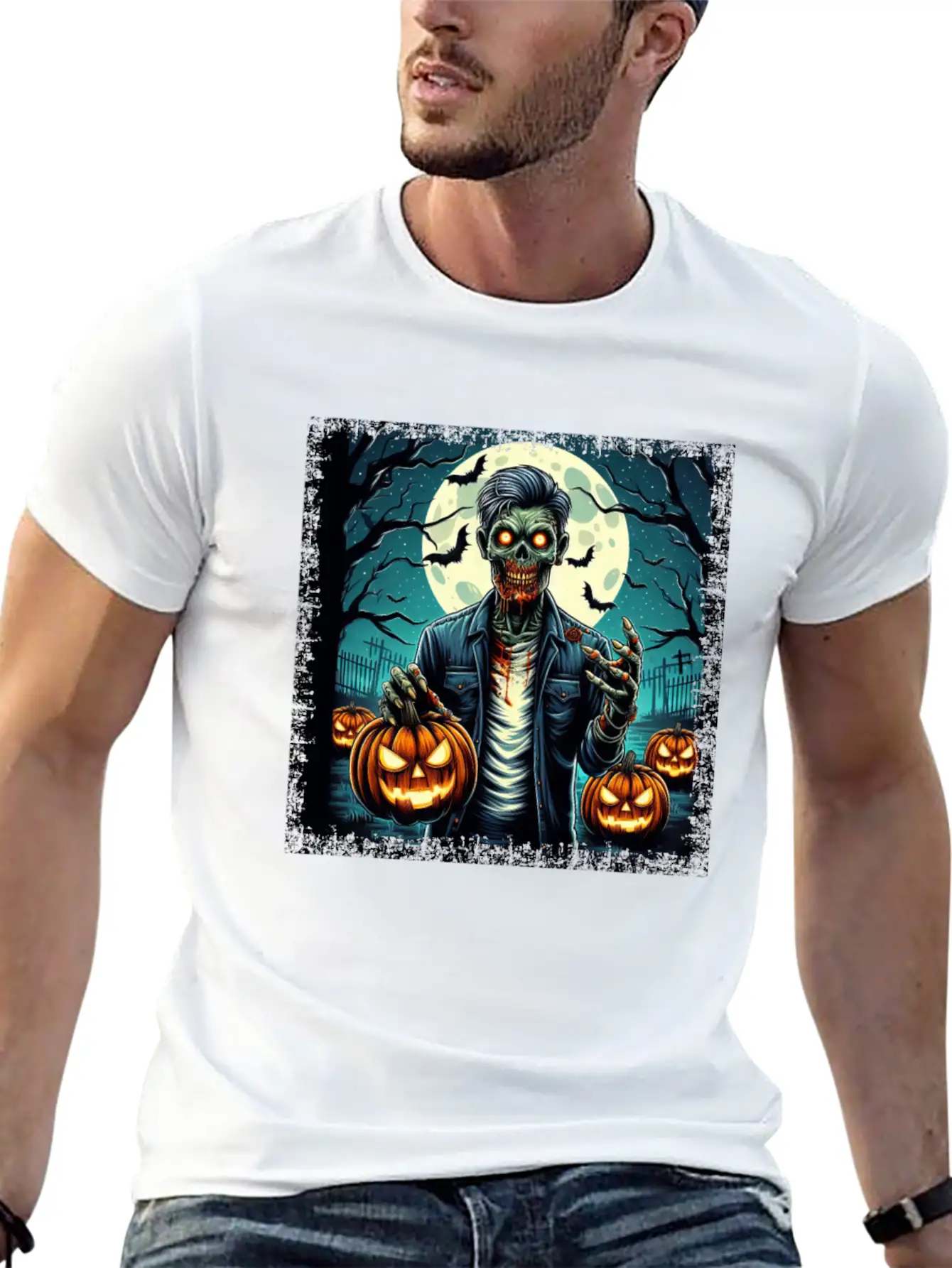 Halloween Zombie Pumpkin Horror Grunge Basic Graphic T-Shirt – Daily Comfort In Soft Cotton
