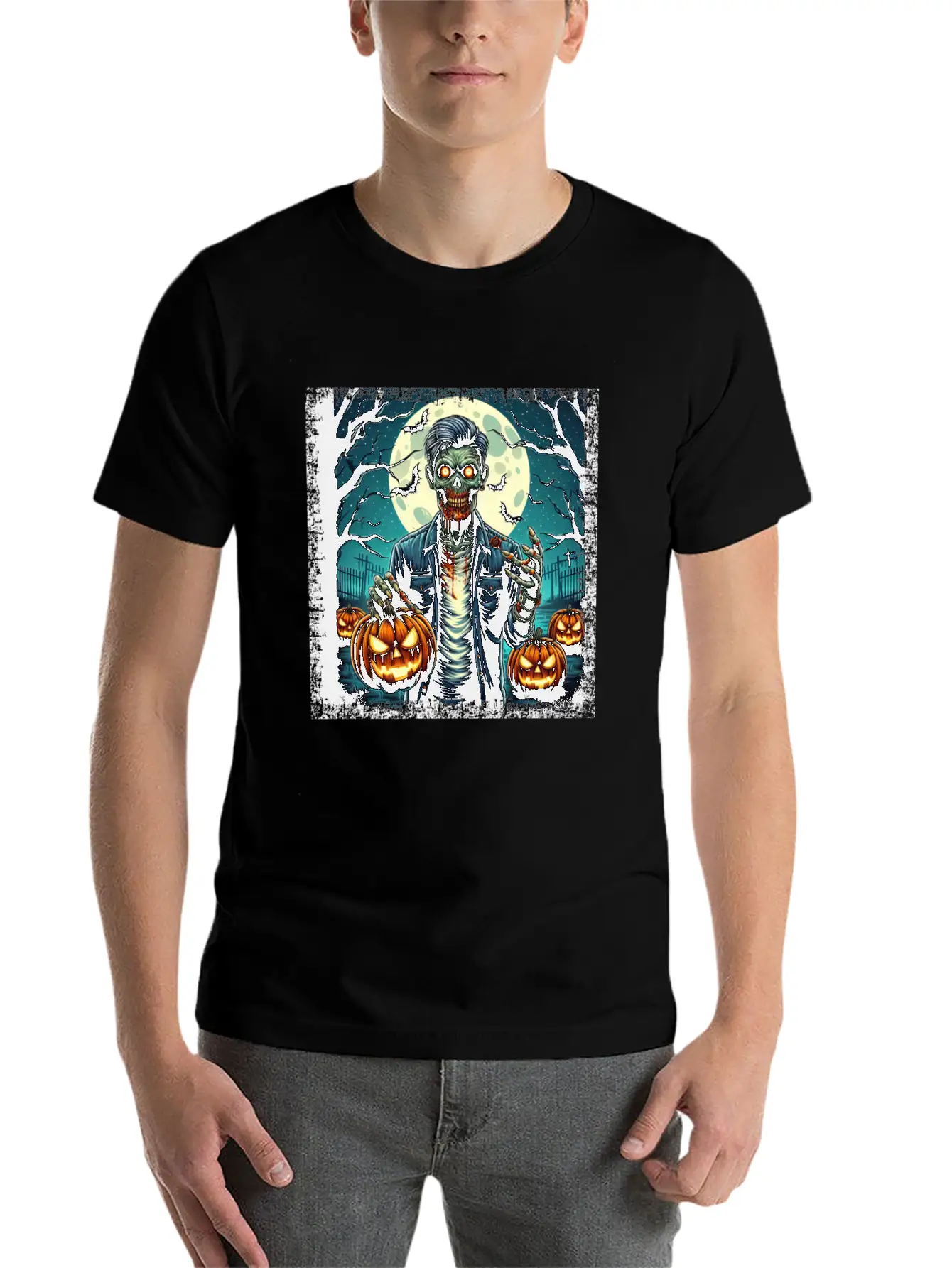 Halloween Zombie Pumpkin Horror Grunge Basic Graphic T-Shirt – Daily Comfort In Soft Cotton