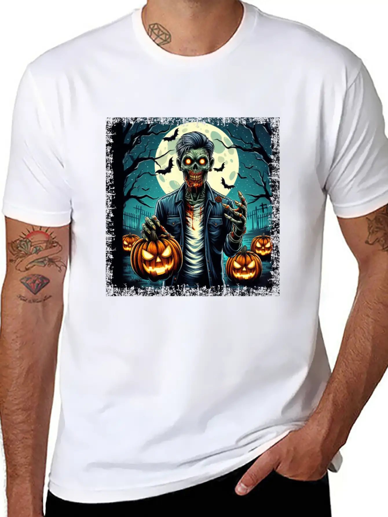 Halloween Zombie Pumpkin Horror Grunge Basic Graphic T-Shirt – Daily Comfort In Soft Cotton