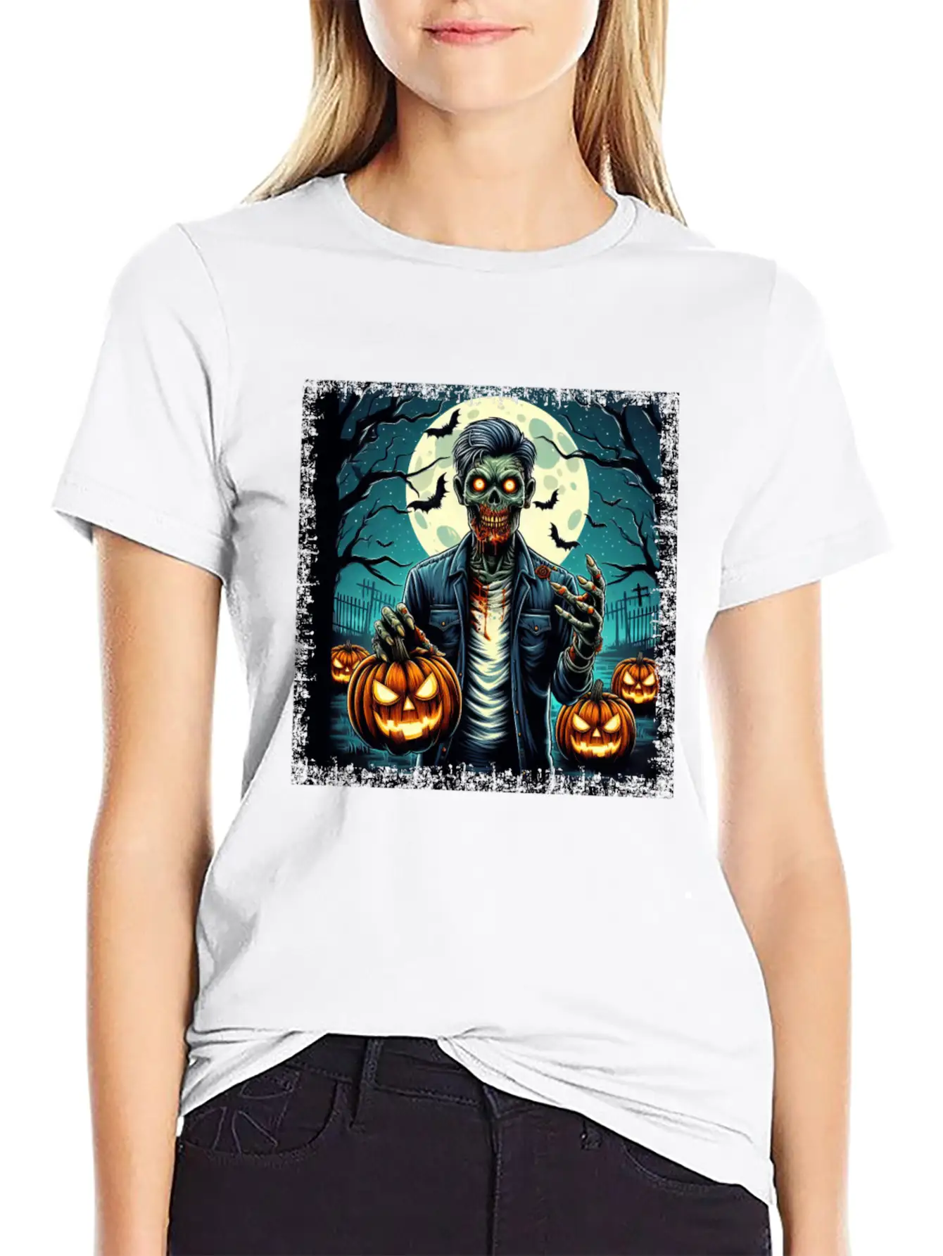 Halloween Zombie Pumpkin Horror Grunge Basic Graphic T-Shirt – Daily Comfort In Soft Cotton