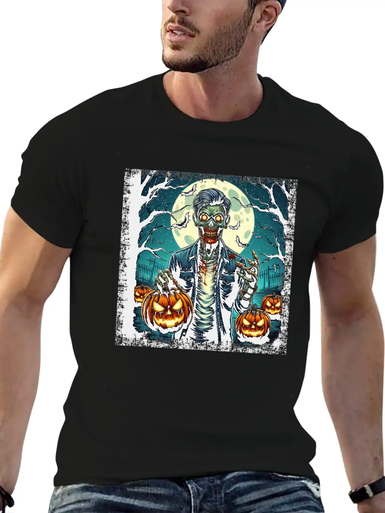 Halloween Zombie Pumpkin Horror Grunge Basic Graphic T-Shirt – Daily Comfort In Soft Cotton