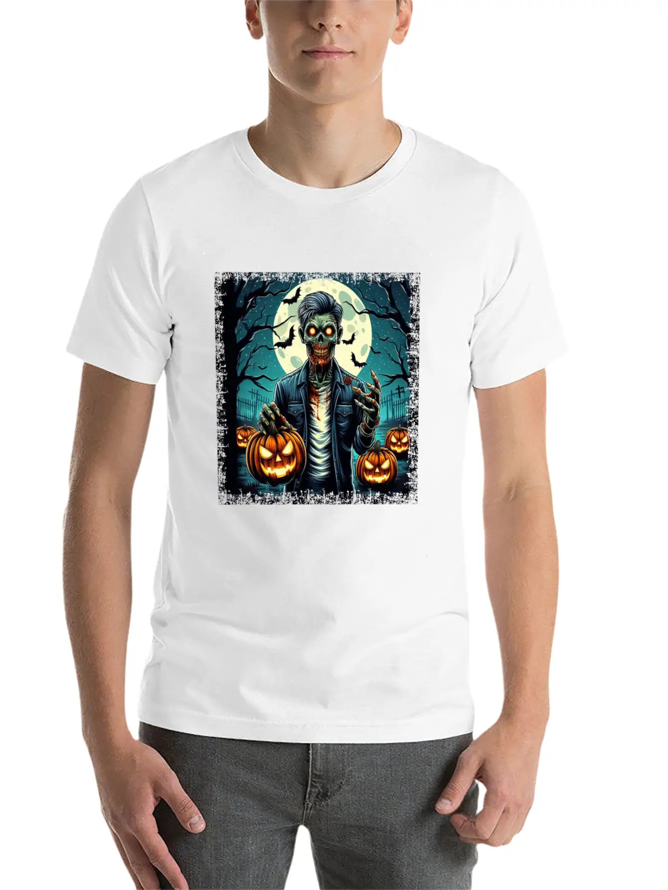 Halloween Zombie Pumpkin Horror Grunge Basic Graphic T-Shirt – Daily Comfort In Soft Cotton