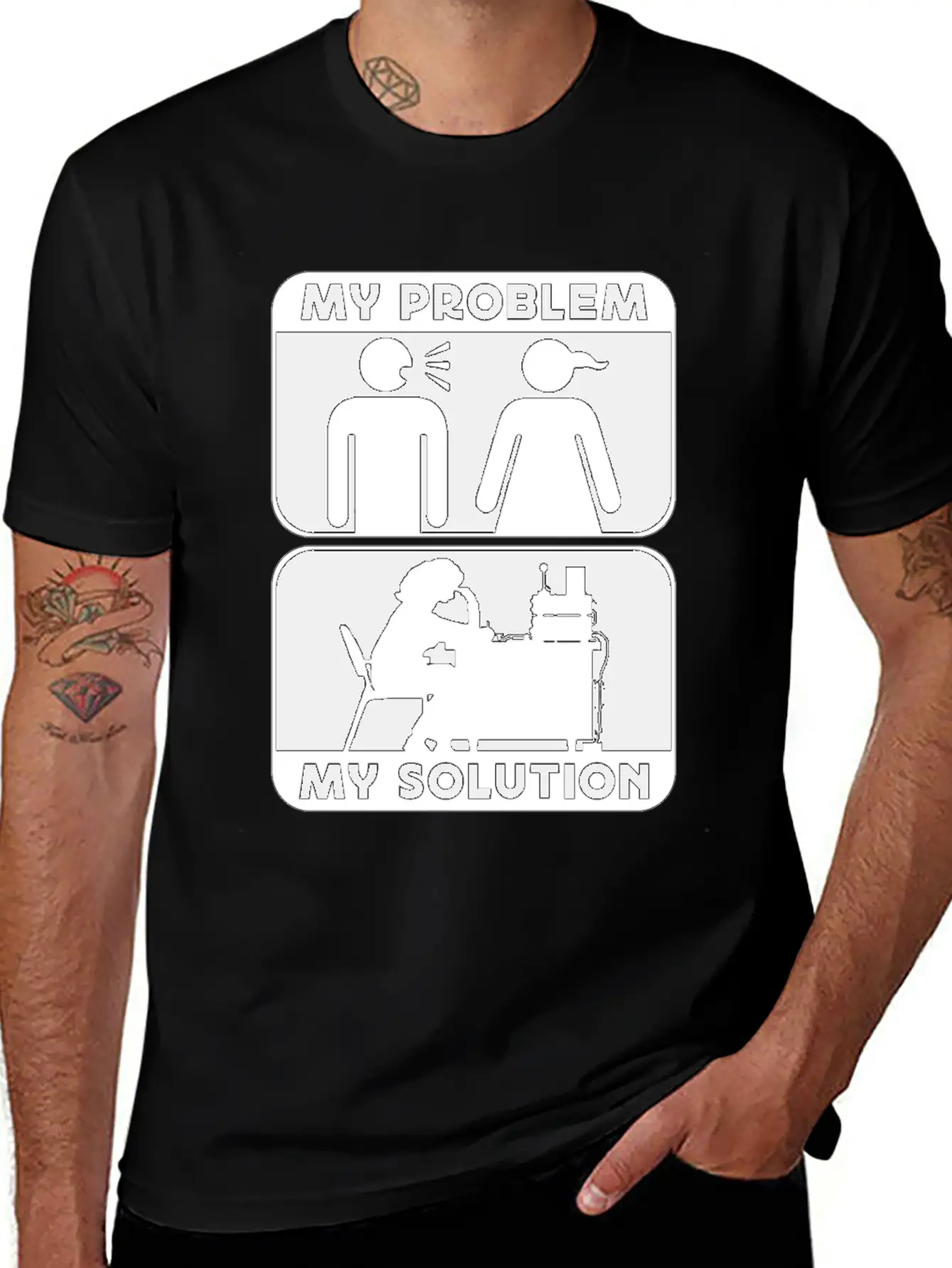 Ham Radio Operator My Problem My Pictogram Mom Dad Timeless Short Sleeve Tee – Comfy And Minimalist Design