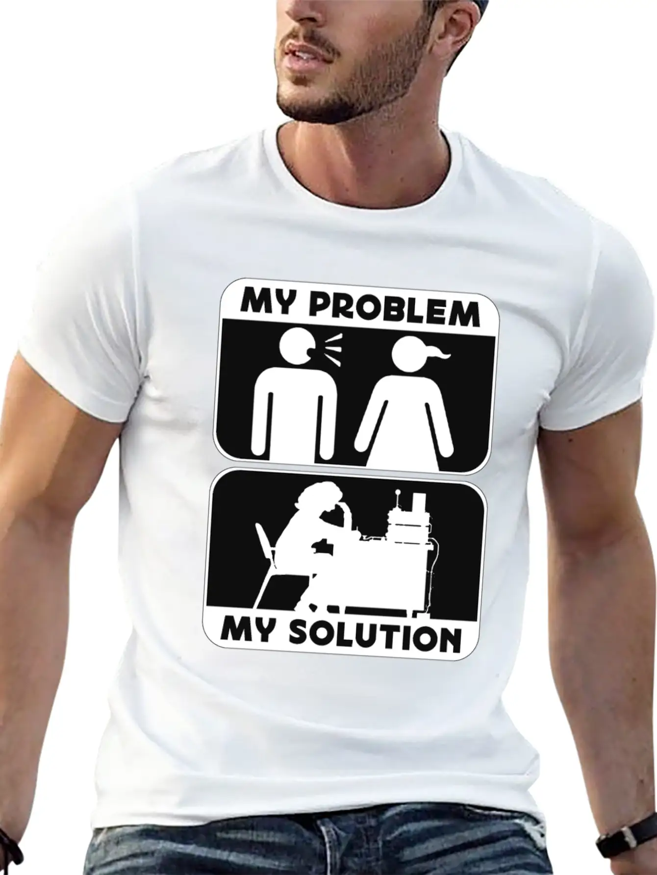 Ham Radio Operator My Problem My Pictogram Mom Dad Timeless Short Sleeve Tee – Comfy And Minimalist Design