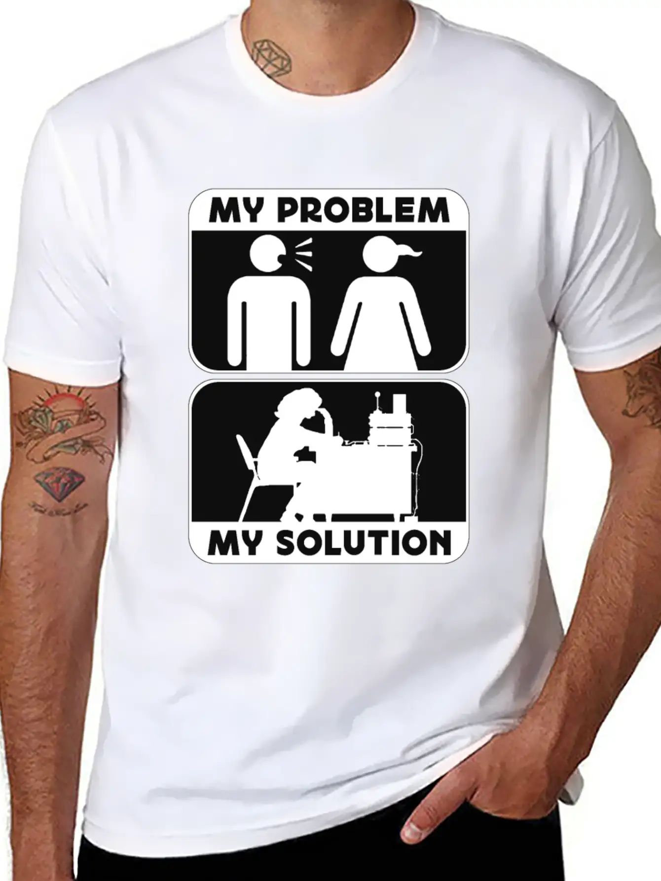 Ham Radio Operator My Problem My Pictogram Mom Dad Timeless Short Sleeve Tee – Comfy And Minimalist Design