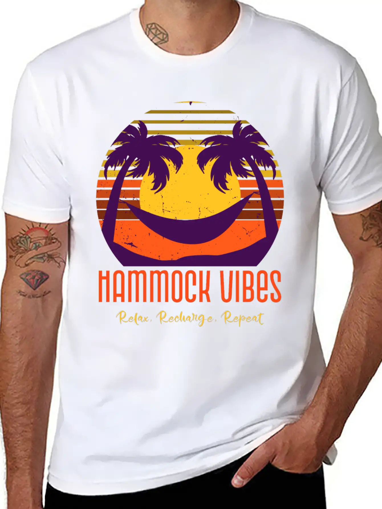 Hammock Vibes: Relax, Recharge, Repeat. Stylish Everyday T-Shirt – Unisex Basic Cotton Tee