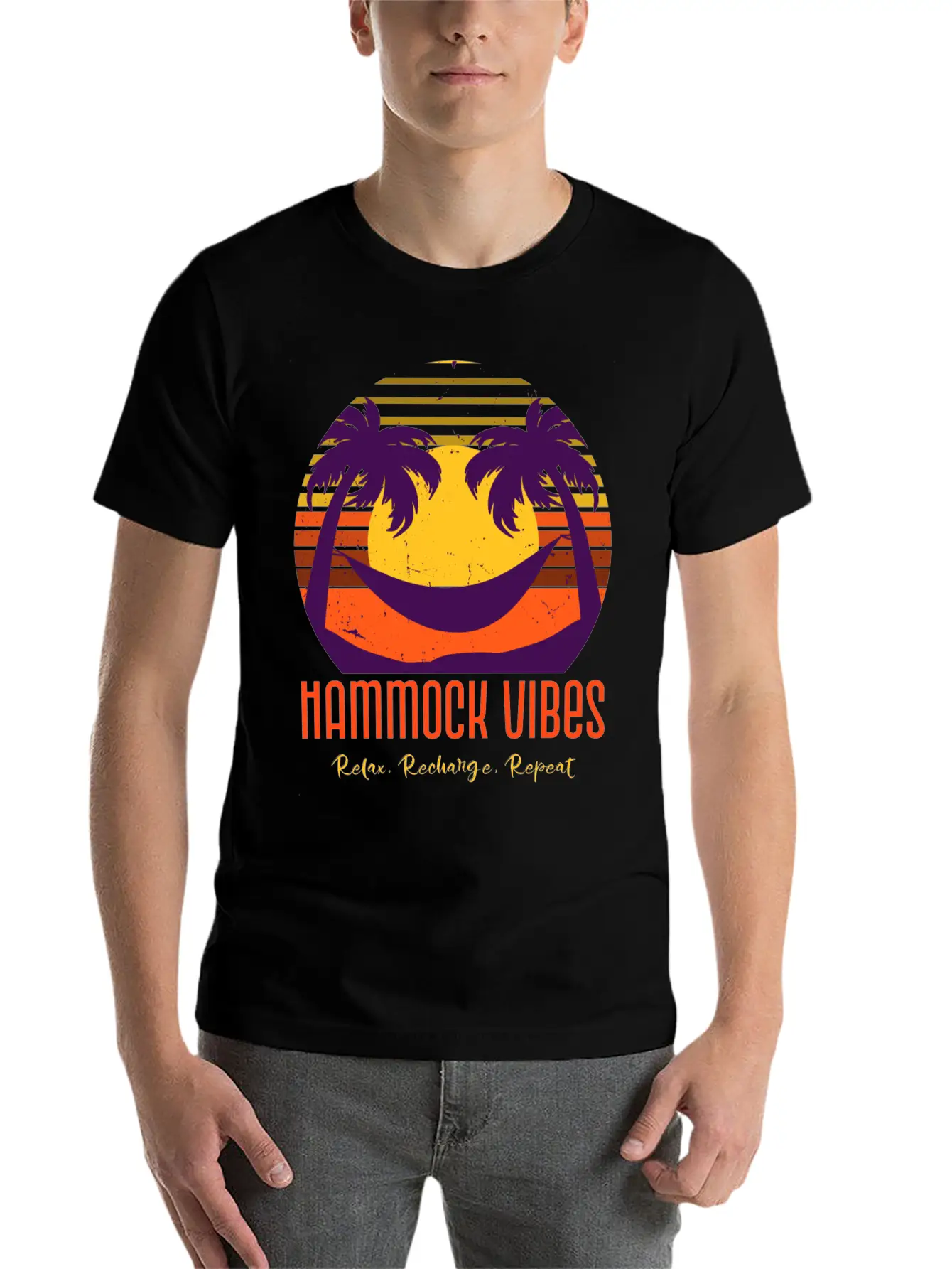 Hammock Vibes: Relax, Recharge, Repeat. Stylish Everyday T-Shirt – Unisex Basic Cotton Tee