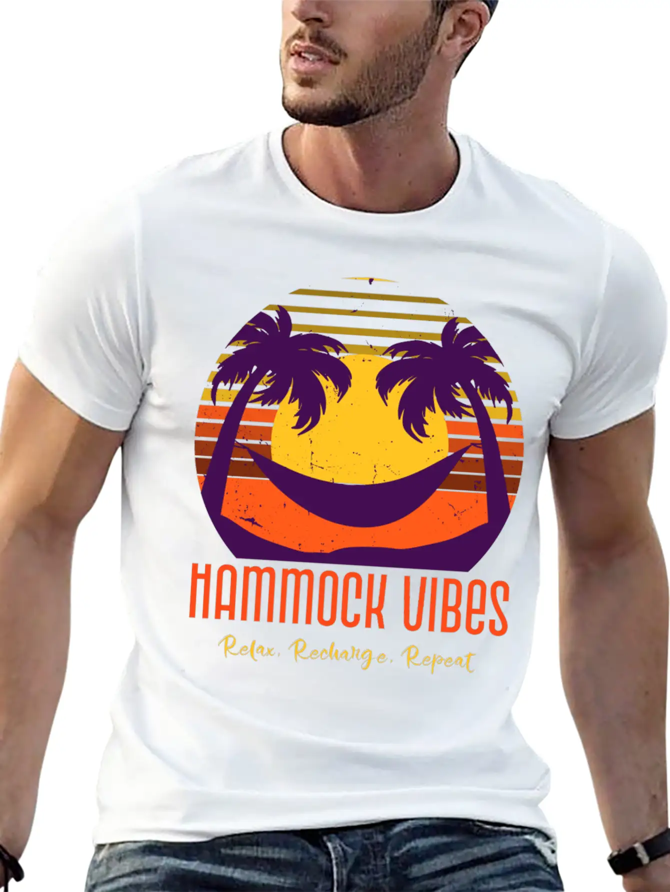 Hammock Vibes: Relax, Recharge, Repeat. Stylish Everyday T-Shirt – Unisex Basic Cotton Tee