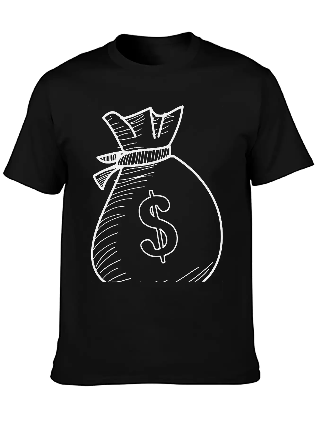 Hand Drawn Dollar Bag Vector Comfortable Minimalist Graphic Tee – Summer Style Essential