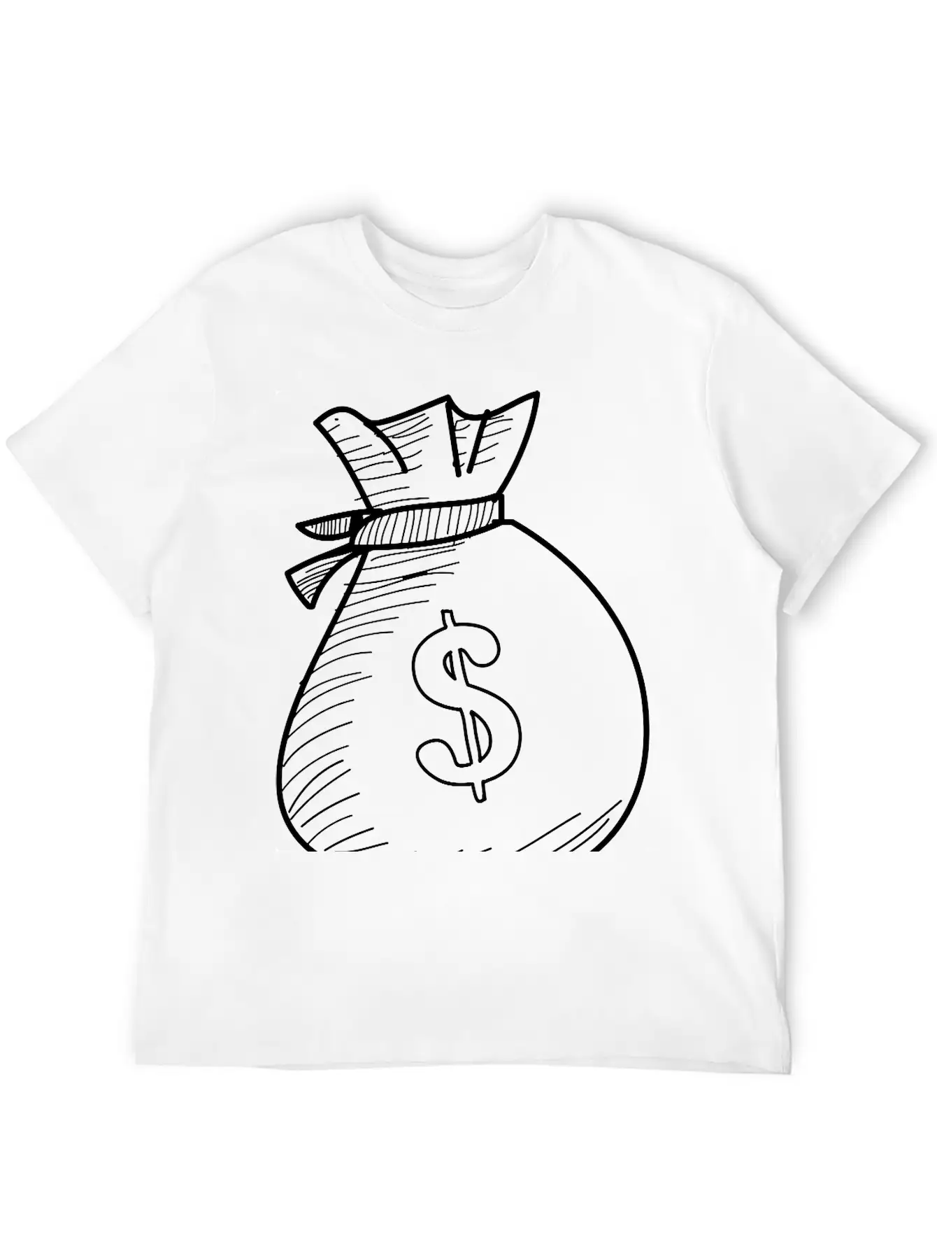Hand Drawn Dollar Bag Vector Comfortable Minimalist Graphic Tee – Summer Style Essential