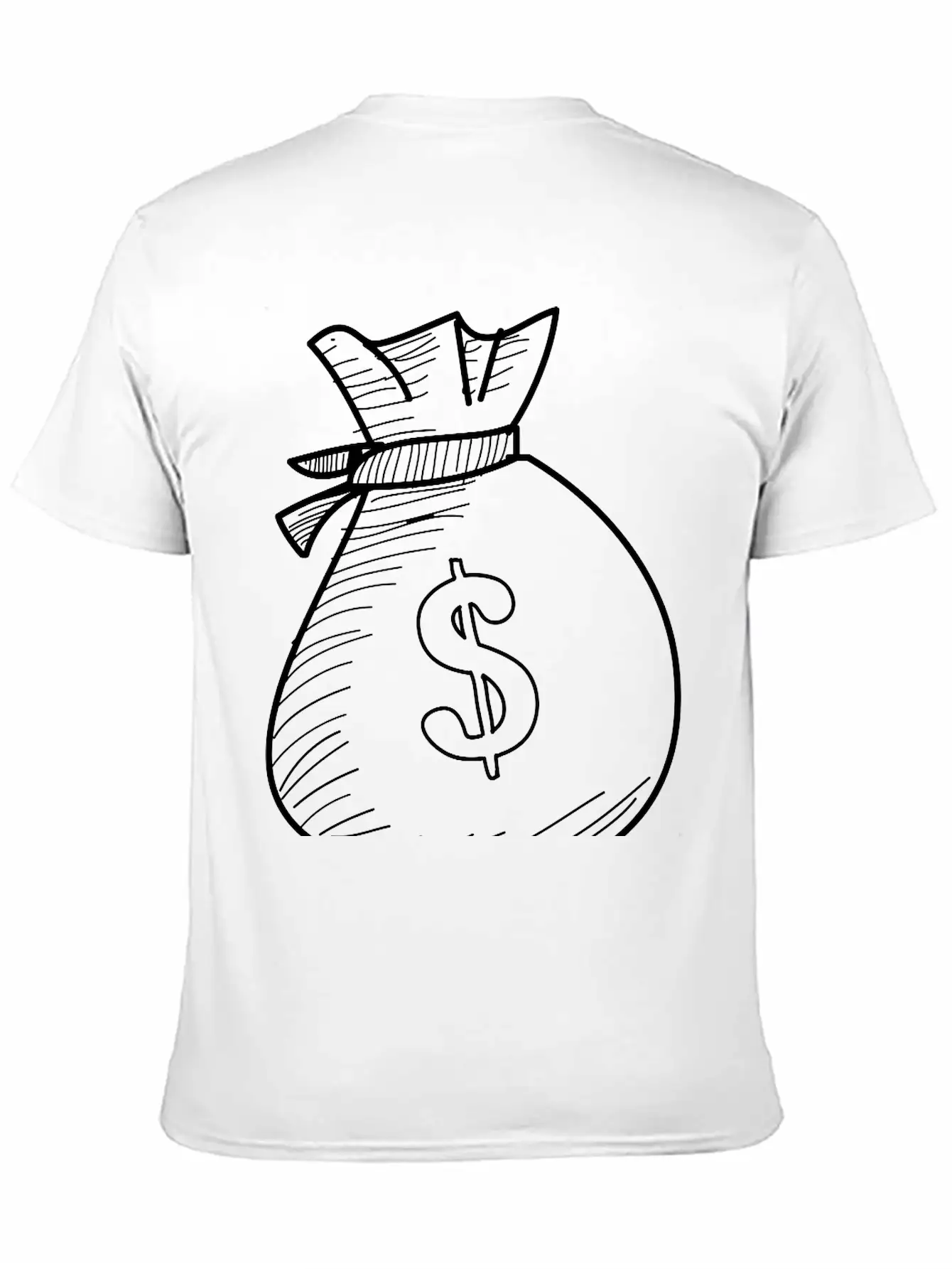 Hand Drawn Dollar Bag Vector Comfortable Minimalist Graphic Tee – Summer Style Essential