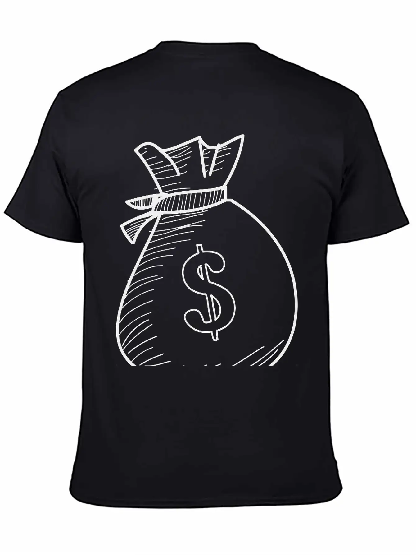 Hand Drawn Dollar Bag Vector Comfortable Minimalist Graphic Tee – Summer Style Essential