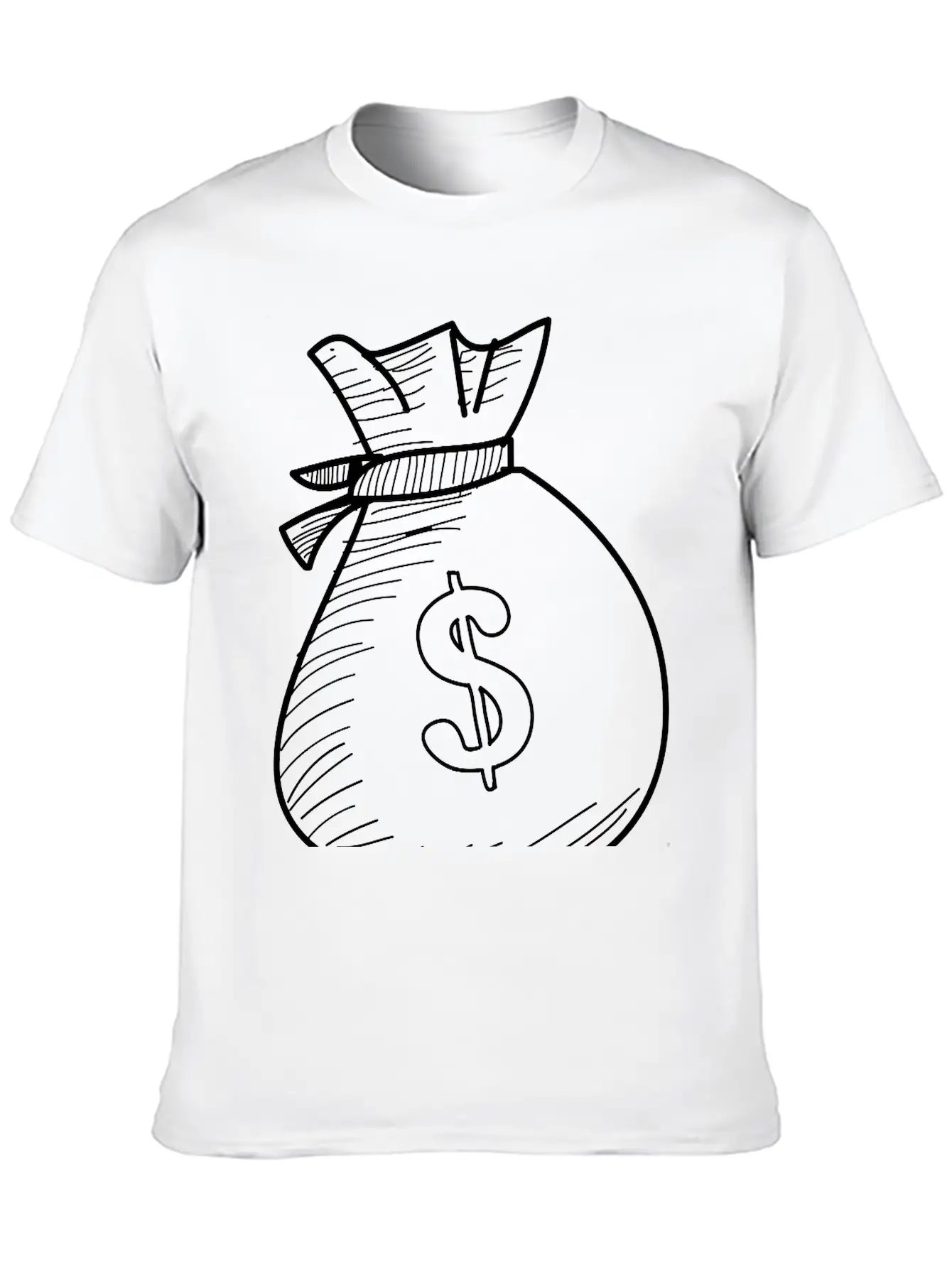Hand Drawn Dollar Bag Vector Comfortable Minimalist Graphic Tee – Summer Style Essential