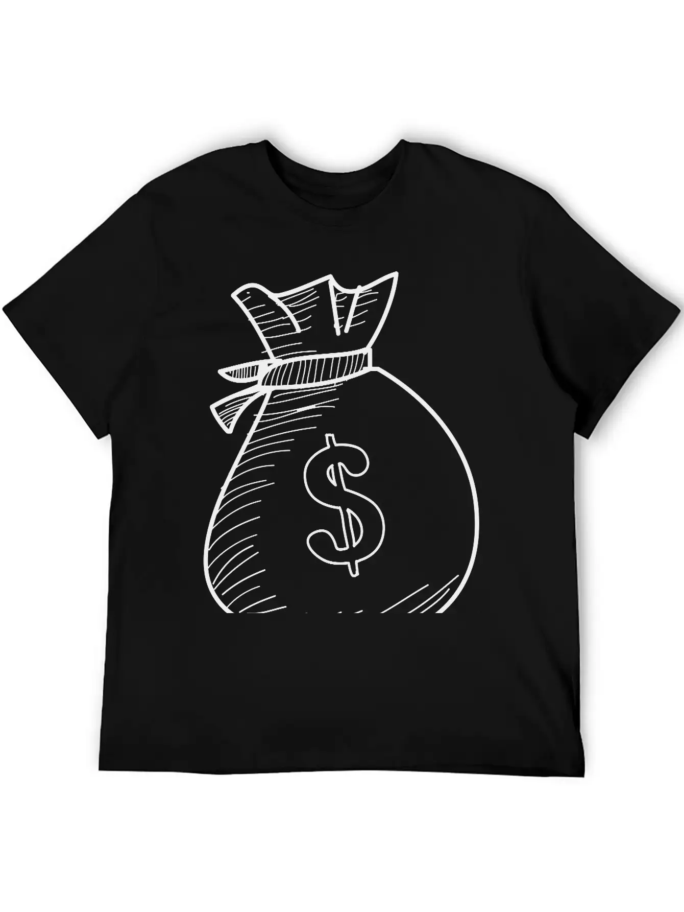 Hand Drawn Dollar Bag Vector Comfortable Minimalist Graphic Tee – Summer Style Essential