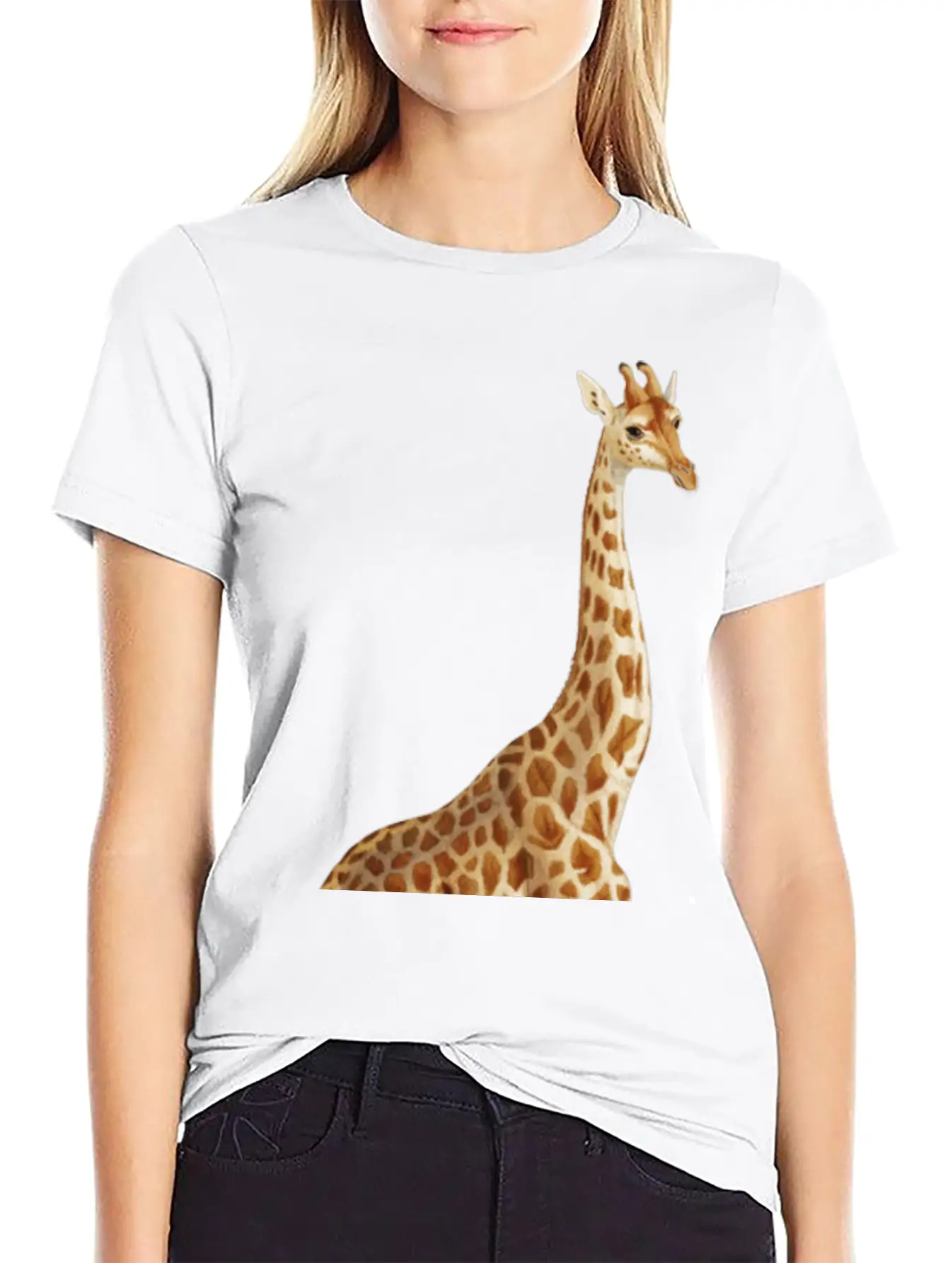 Hand Drawn Giraffe Png Wild Animal Unisex Short Sleeve Soft Cotton T-Shirt – Casual Everyday Wear