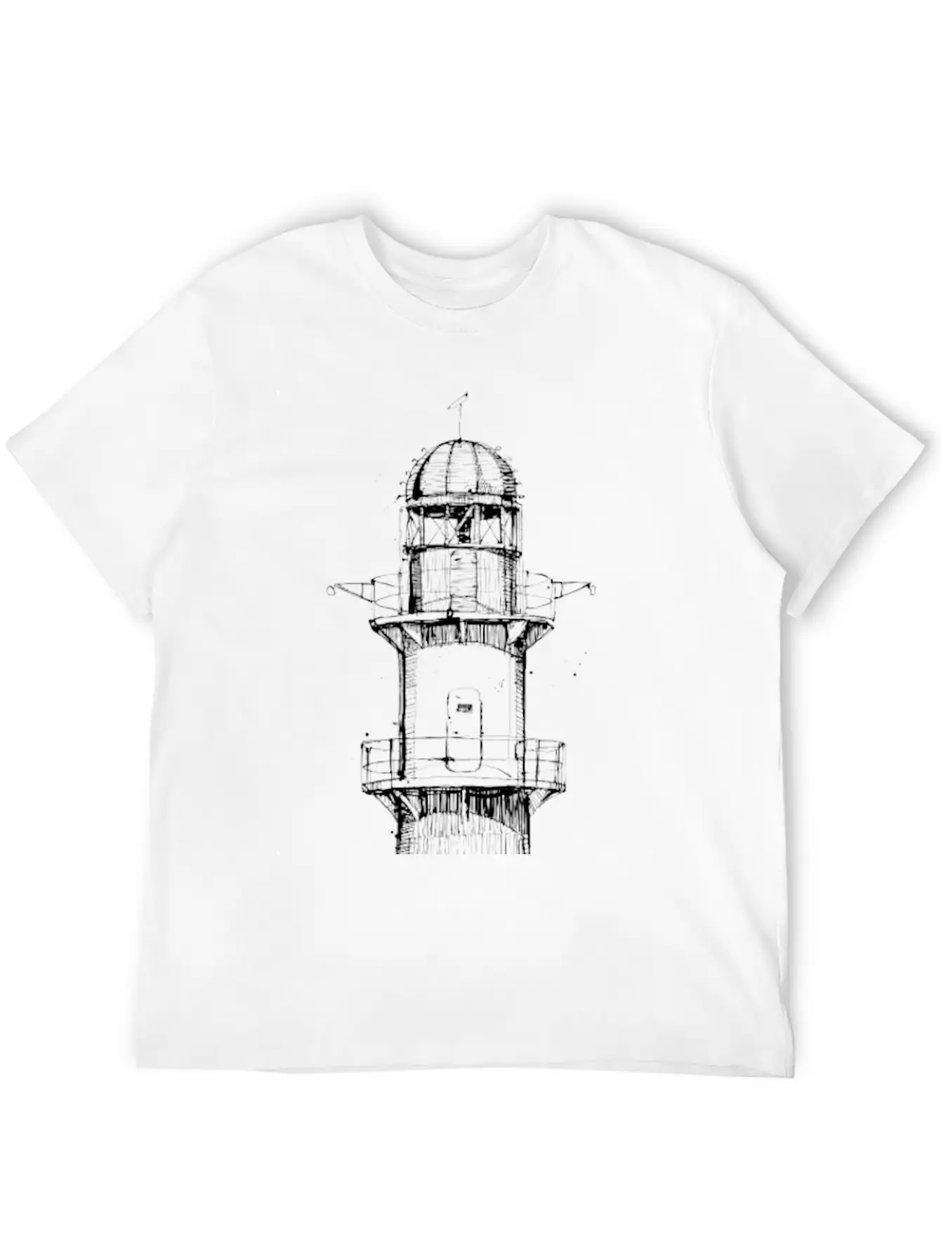 Hand Drawn Lighthouse Timeless Short Sleeve Tee – Comfy And Minimalist Design