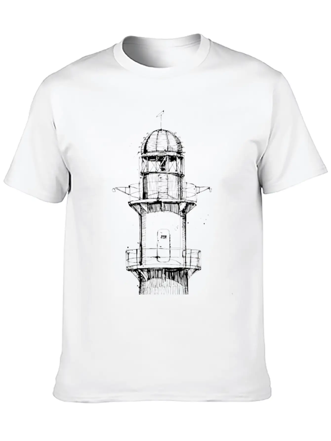 Hand Drawn Lighthouse Timeless Short Sleeve Tee – Comfy And Minimalist Design
