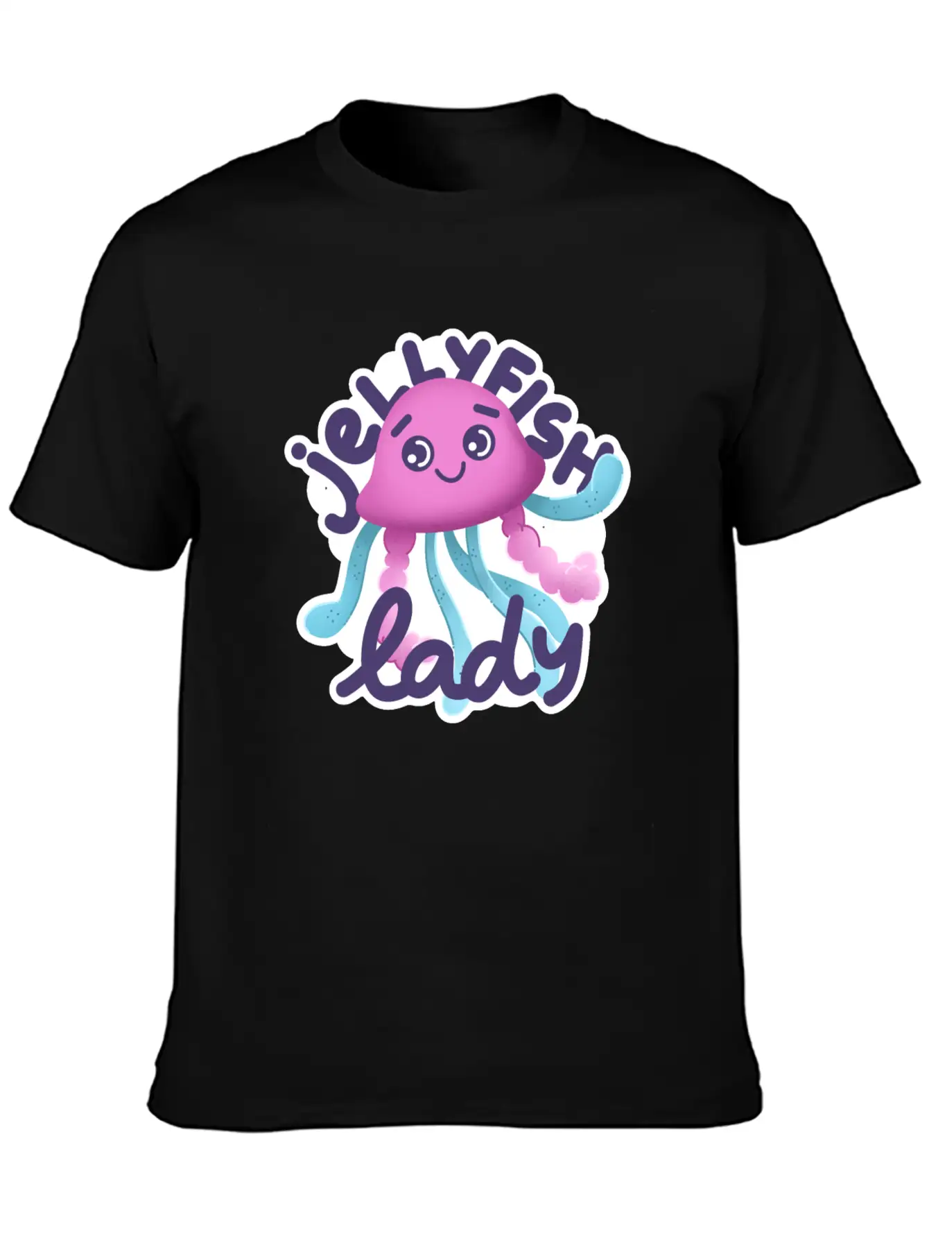 Hand Drawn Pink Jellyfish Lady Timeless Short Sleeve Tee – Comfy And Minimalist Design