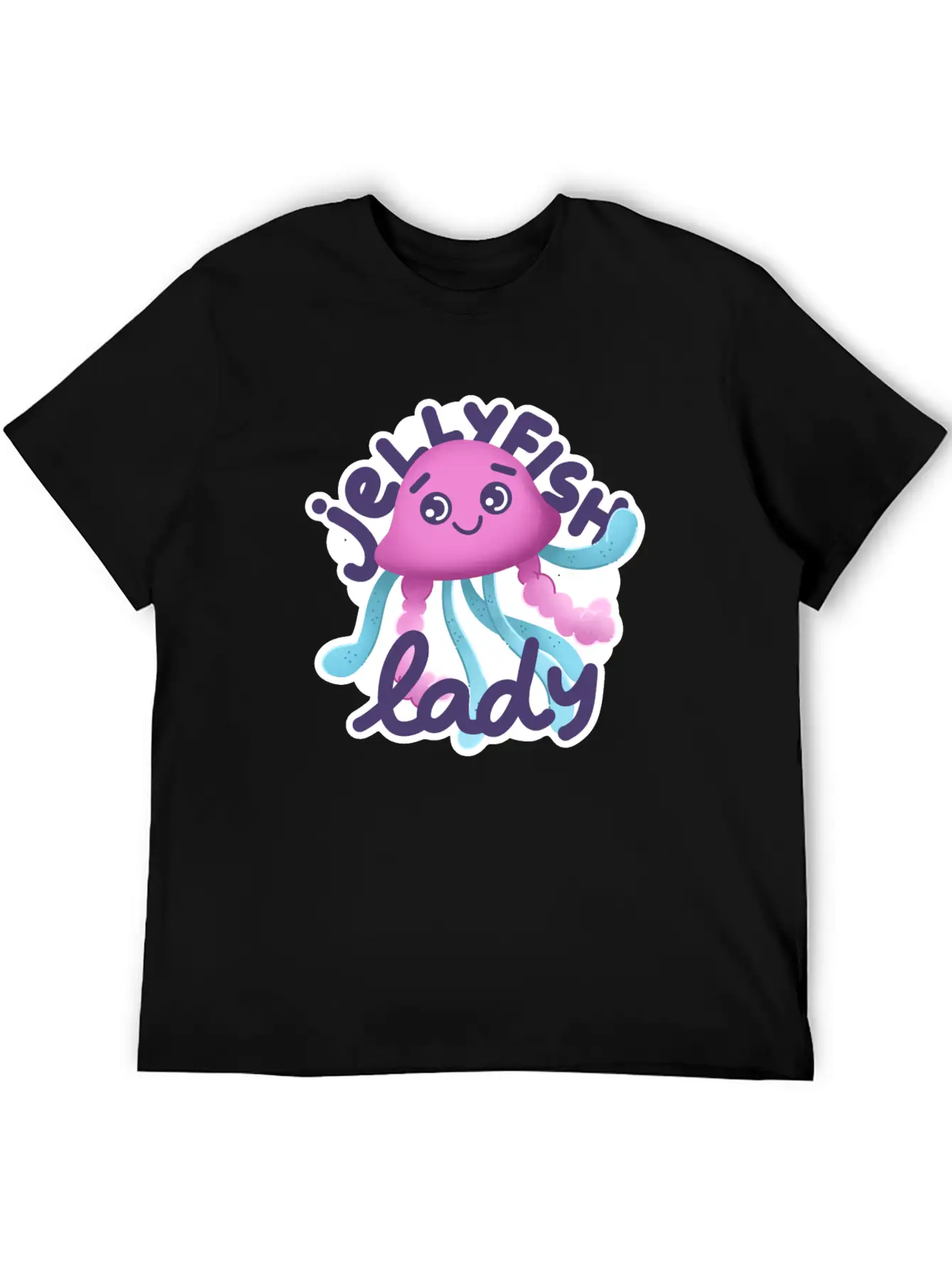 Hand Drawn Pink Jellyfish Lady Timeless Short Sleeve Tee – Comfy And Minimalist Design