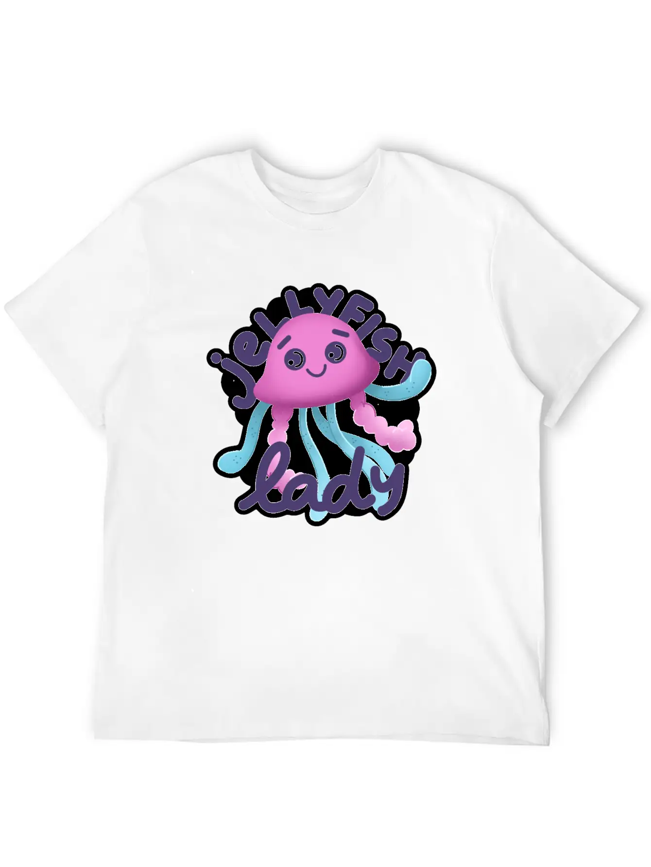 Hand Drawn Pink Jellyfish Lady Timeless Short Sleeve Tee – Comfy And Minimalist Design