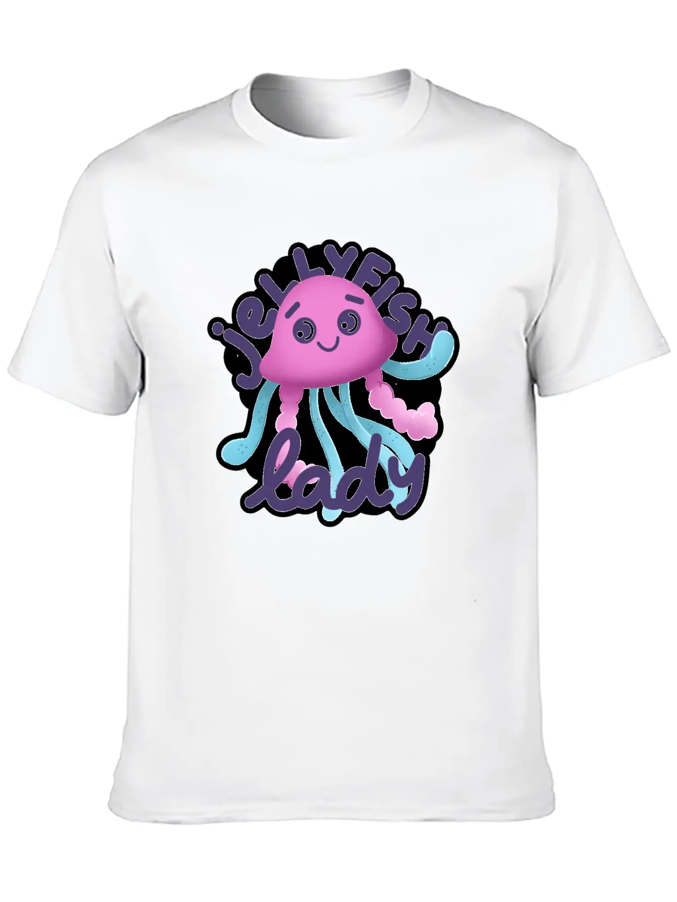 Hand Drawn Pink Jellyfish Lady Timeless Short Sleeve Tee – Comfy And Minimalist Design