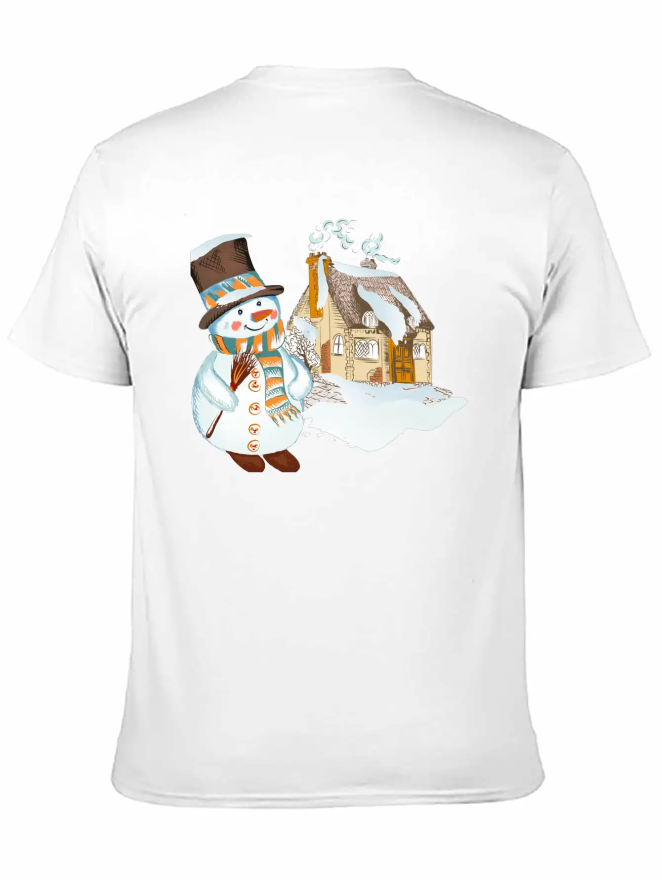 Hand Drawn Snowman Christmas Background Basic Graphic T-Shirt – Daily Comfort In Soft Cotton