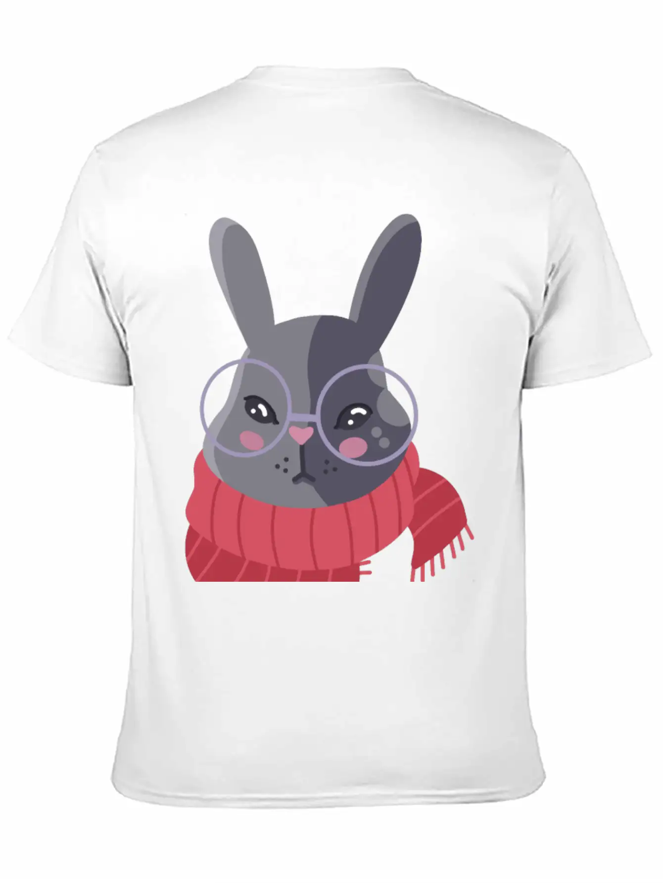 Hand Drawn Winter Red Scarf Rabbit In Glasses Basic Graphic T-Shirt – Daily Comfort In Soft Cotton