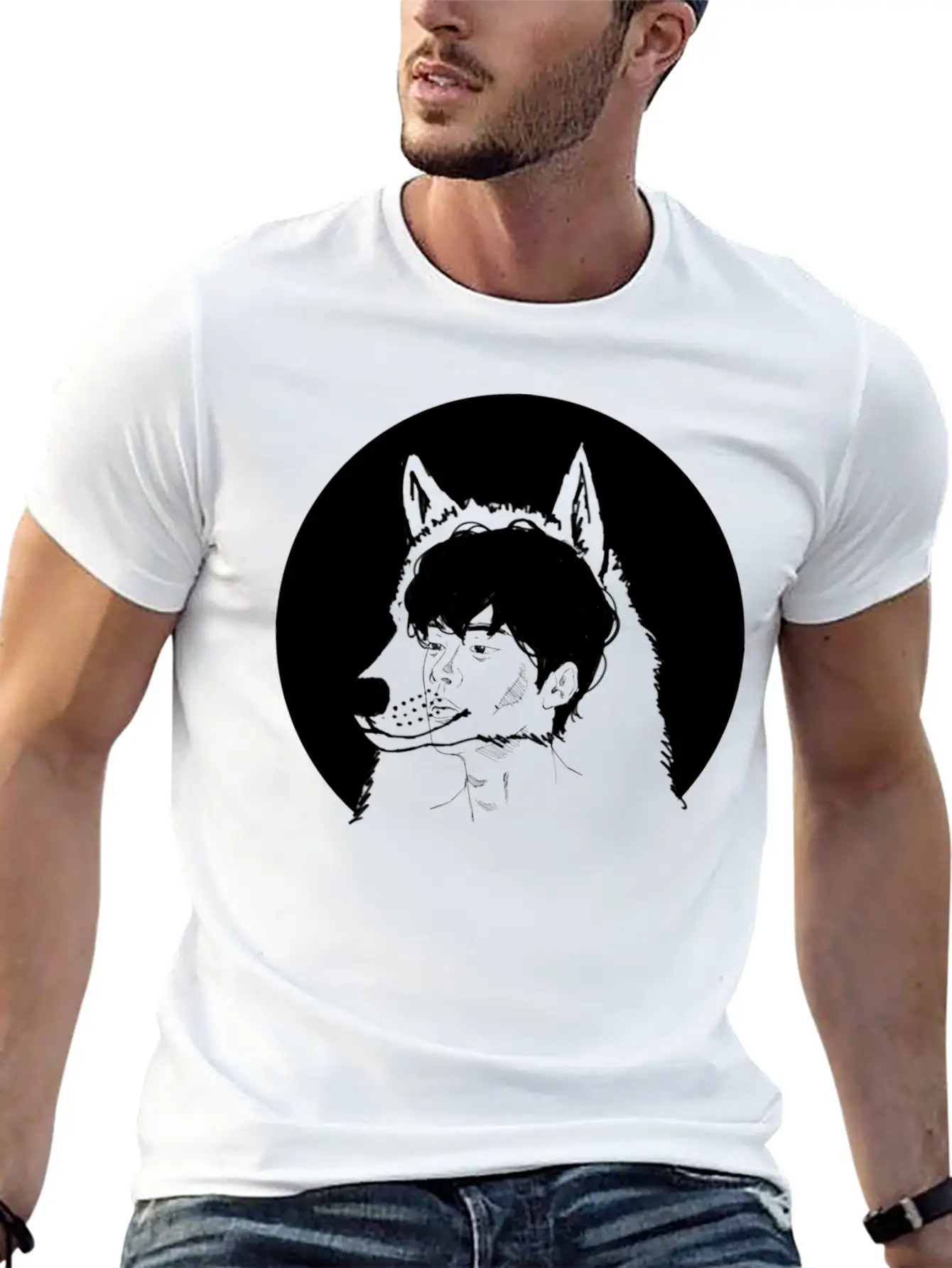 Hand Drawn Wolf Boy, Japan, Anime, Manga, Cosplay Basic Graphic T-Shirt – Daily Comfort In Soft Cotton