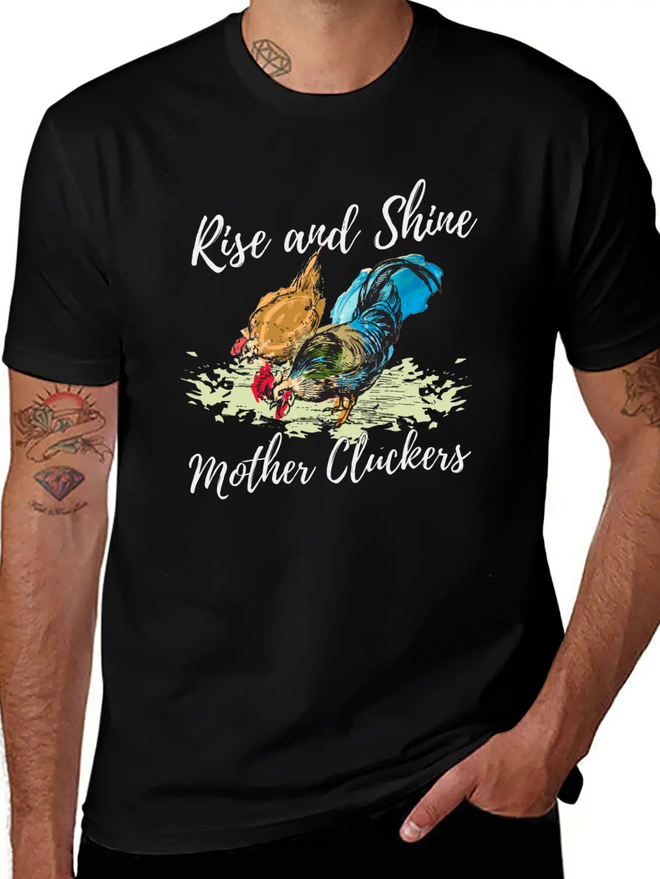 Hand Painted Chicken Design Unisex Short Sleeve Soft Cotton T-Shirt – Casual Everyday Wear