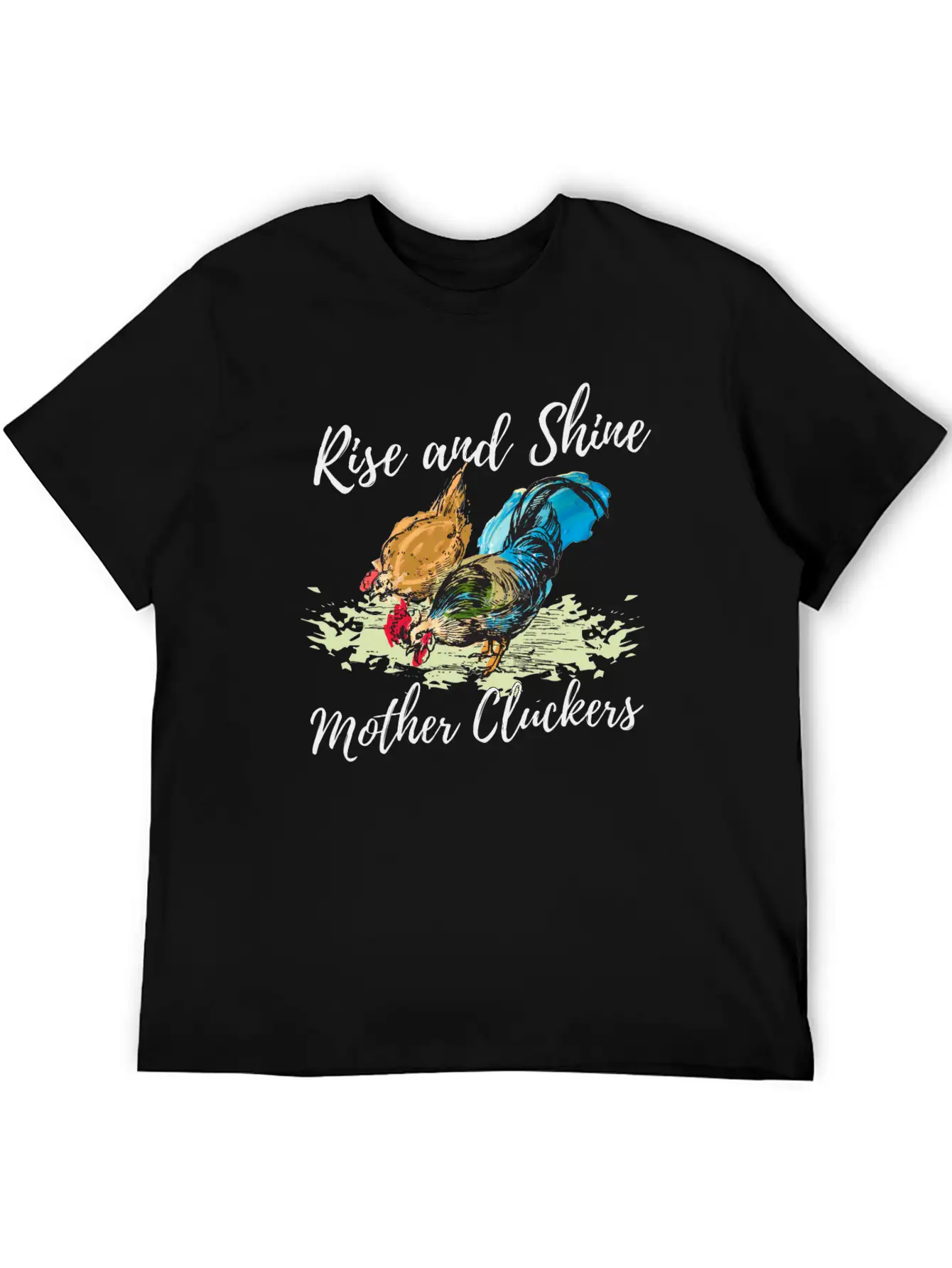 Hand Painted Chicken Design Unisex Short Sleeve Soft Cotton T-Shirt – Casual Everyday Wear