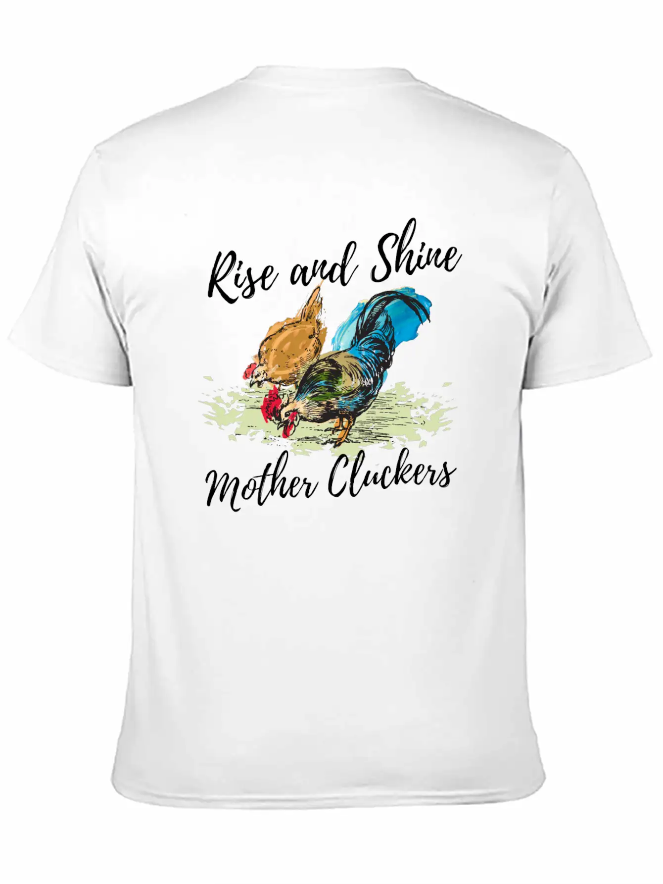 Hand Painted Chicken Design Unisex Short Sleeve Soft Cotton T-Shirt – Casual Everyday Wear