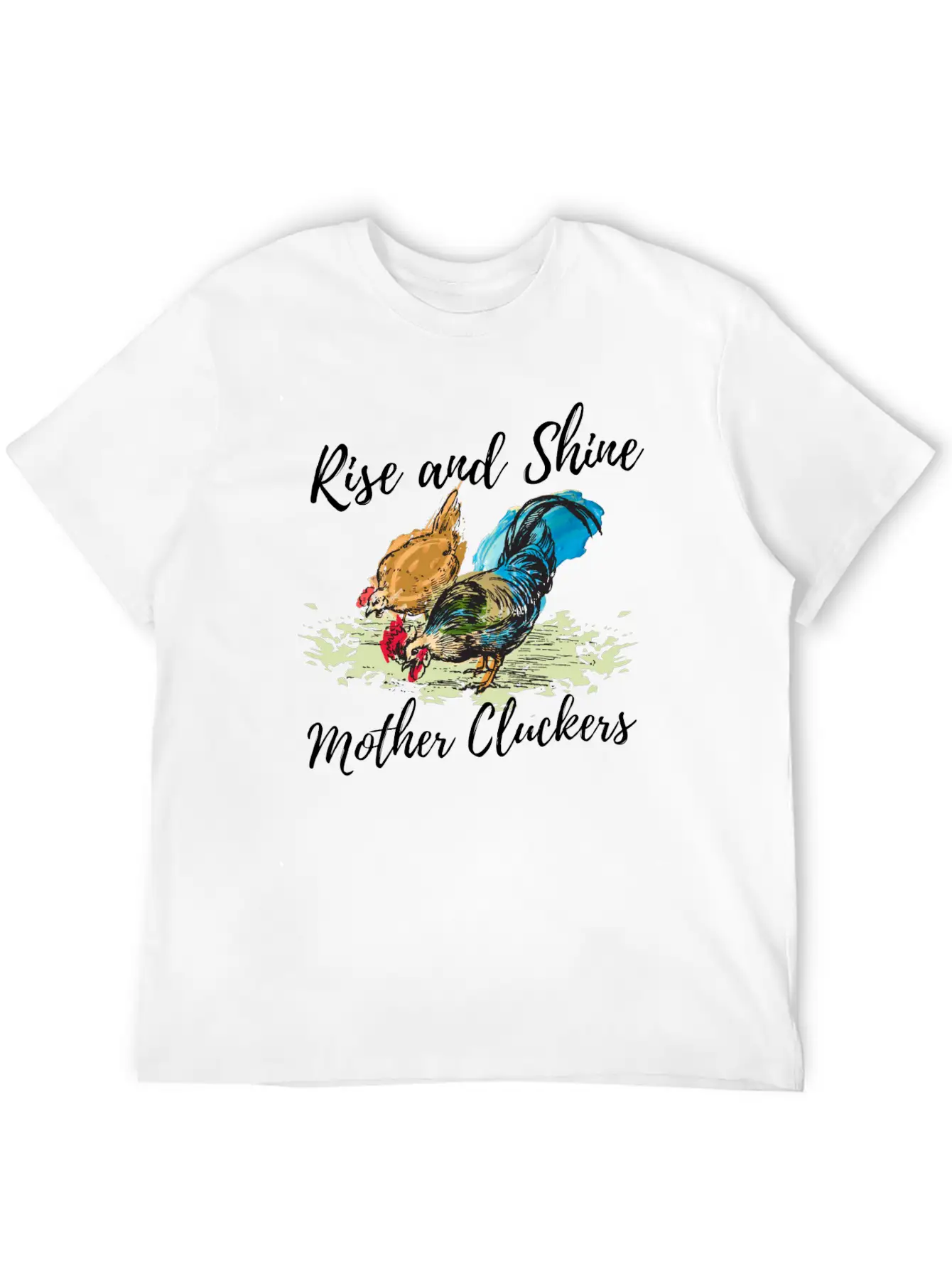 Hand Painted Chicken Design Unisex Short Sleeve Soft Cotton T-Shirt – Casual Everyday Wear