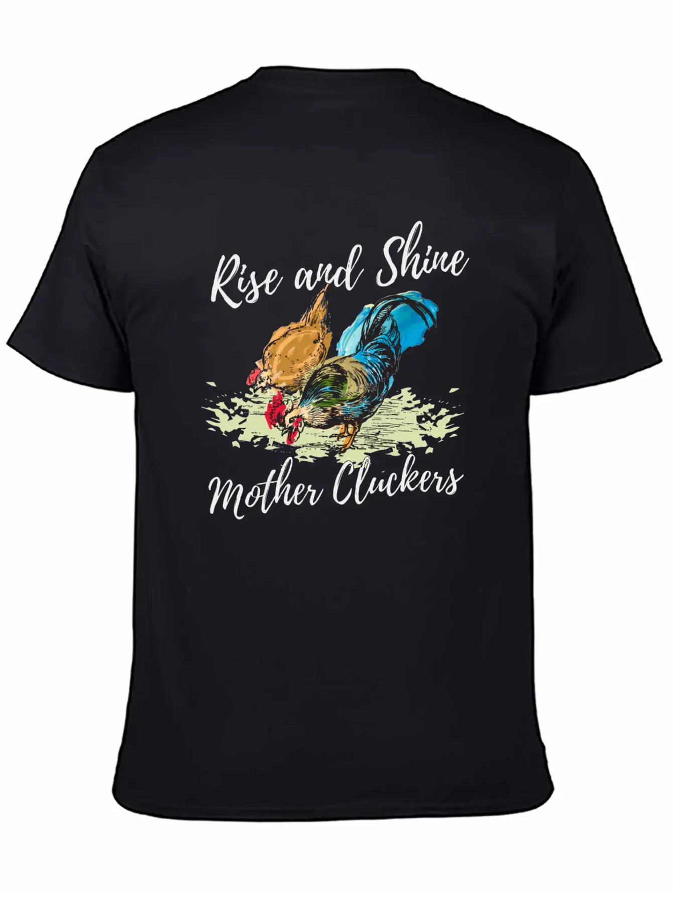 Hand Painted Chicken Design Unisex Short Sleeve Soft Cotton T-Shirt – Casual Everyday Wear