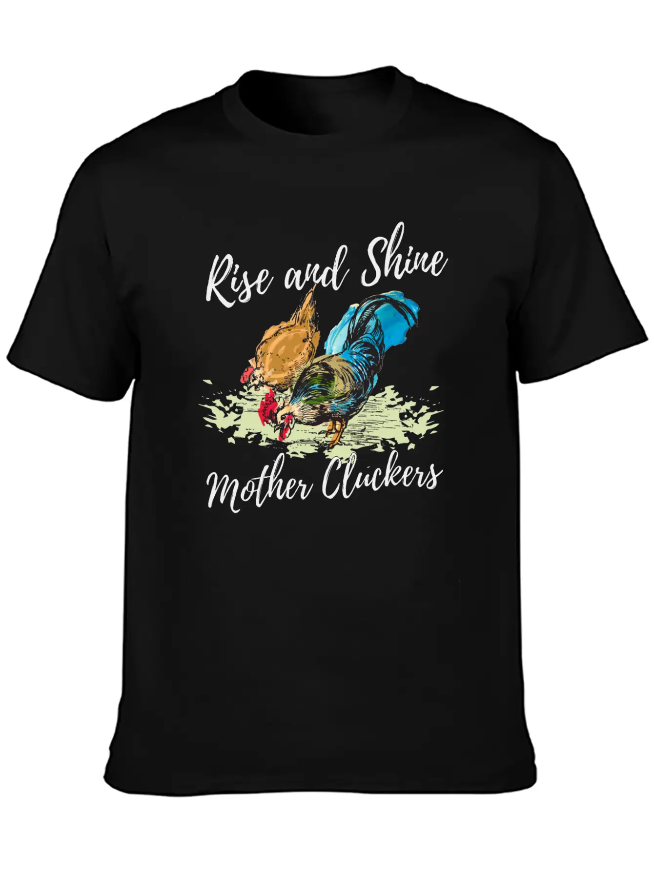 Hand Painted Chicken Design Unisex Short Sleeve Soft Cotton T-Shirt – Casual Everyday Wear