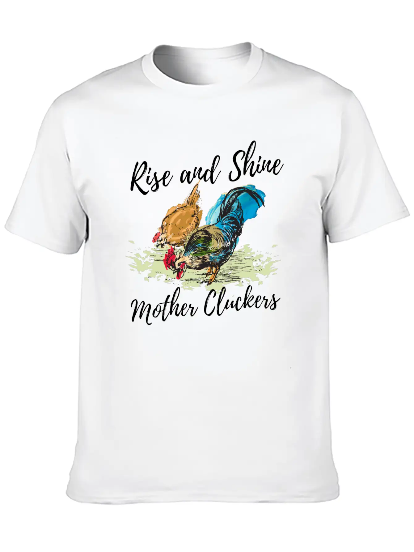 Hand Painted Chicken Design Unisex Short Sleeve Soft Cotton T-Shirt – Casual Everyday Wear